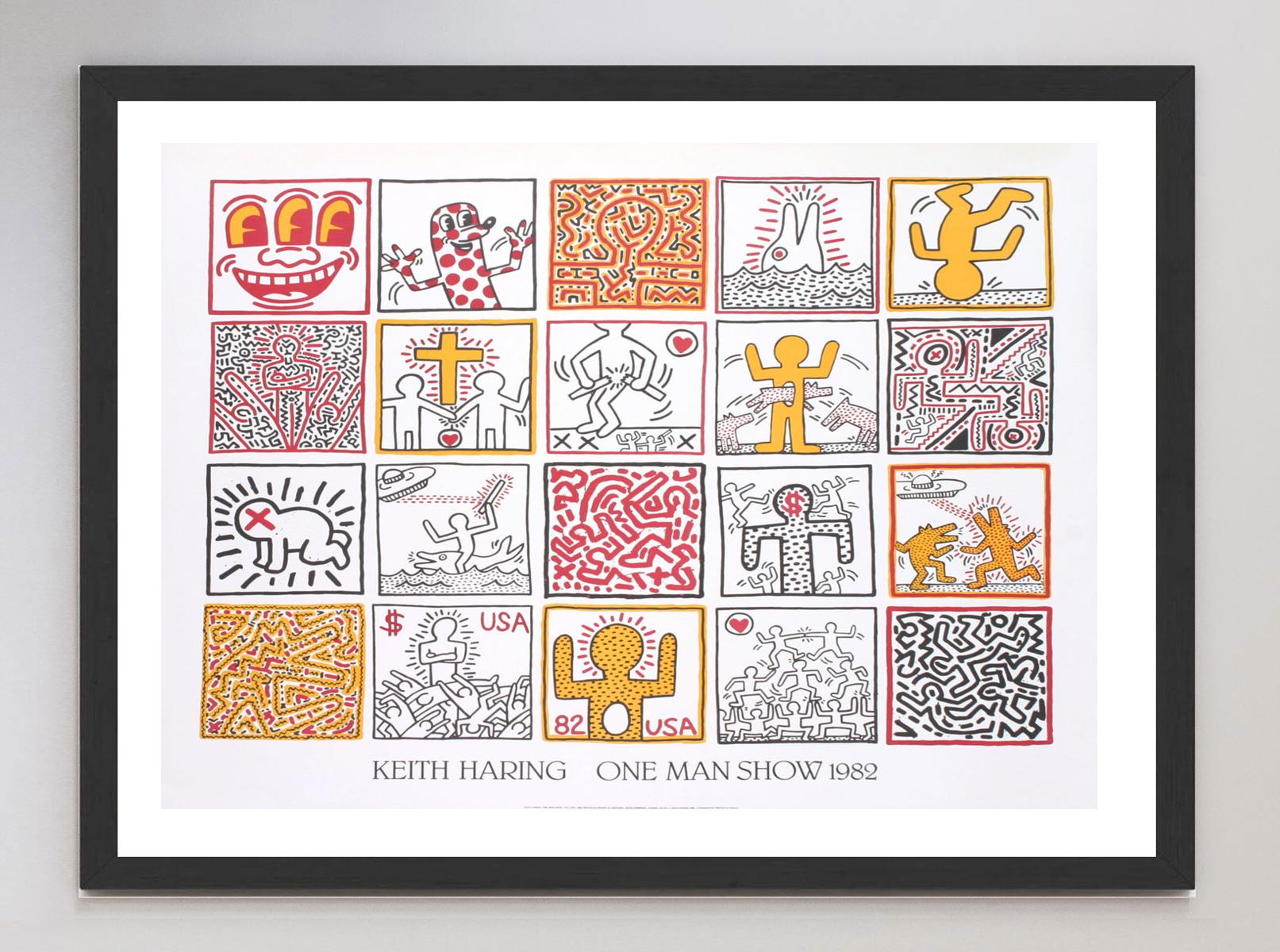 1986 Keith Haring, One Man Show, Original-Vintage-Poster (Ende des 20. Jahrhunderts) im Angebot