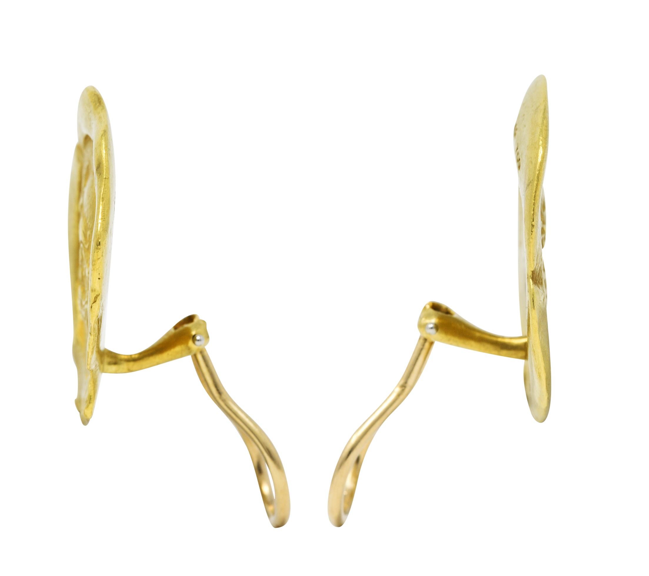 Contemporary 1986 Kieselstein Cord 18 Karat Yellow Gold Poseidon Ear-Clip Earrings
