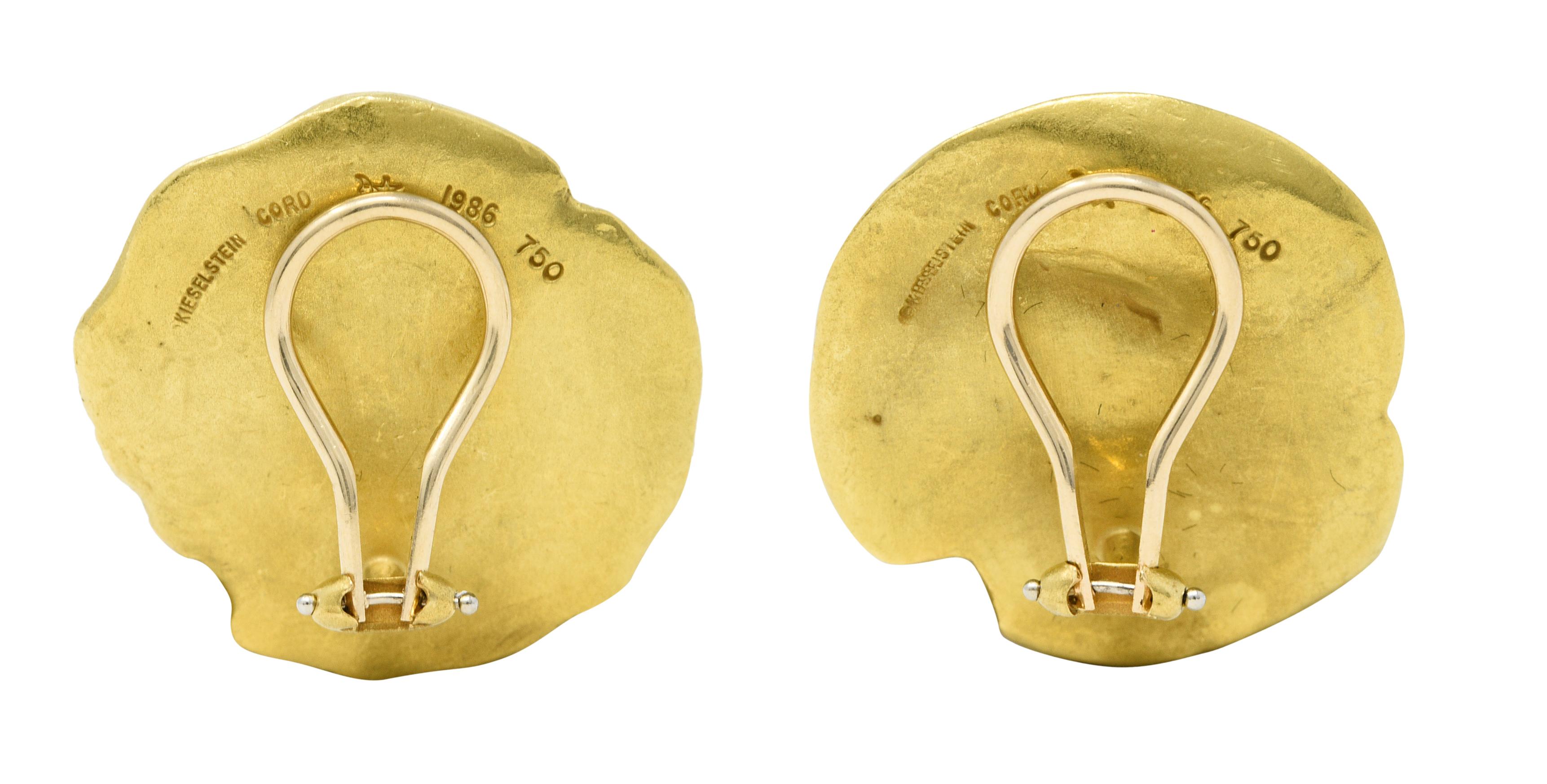 1986 Kieselstein Cord 18 Karat Yellow Gold Poseidon Ear-Clip Earrings In Excellent Condition In Philadelphia, PA