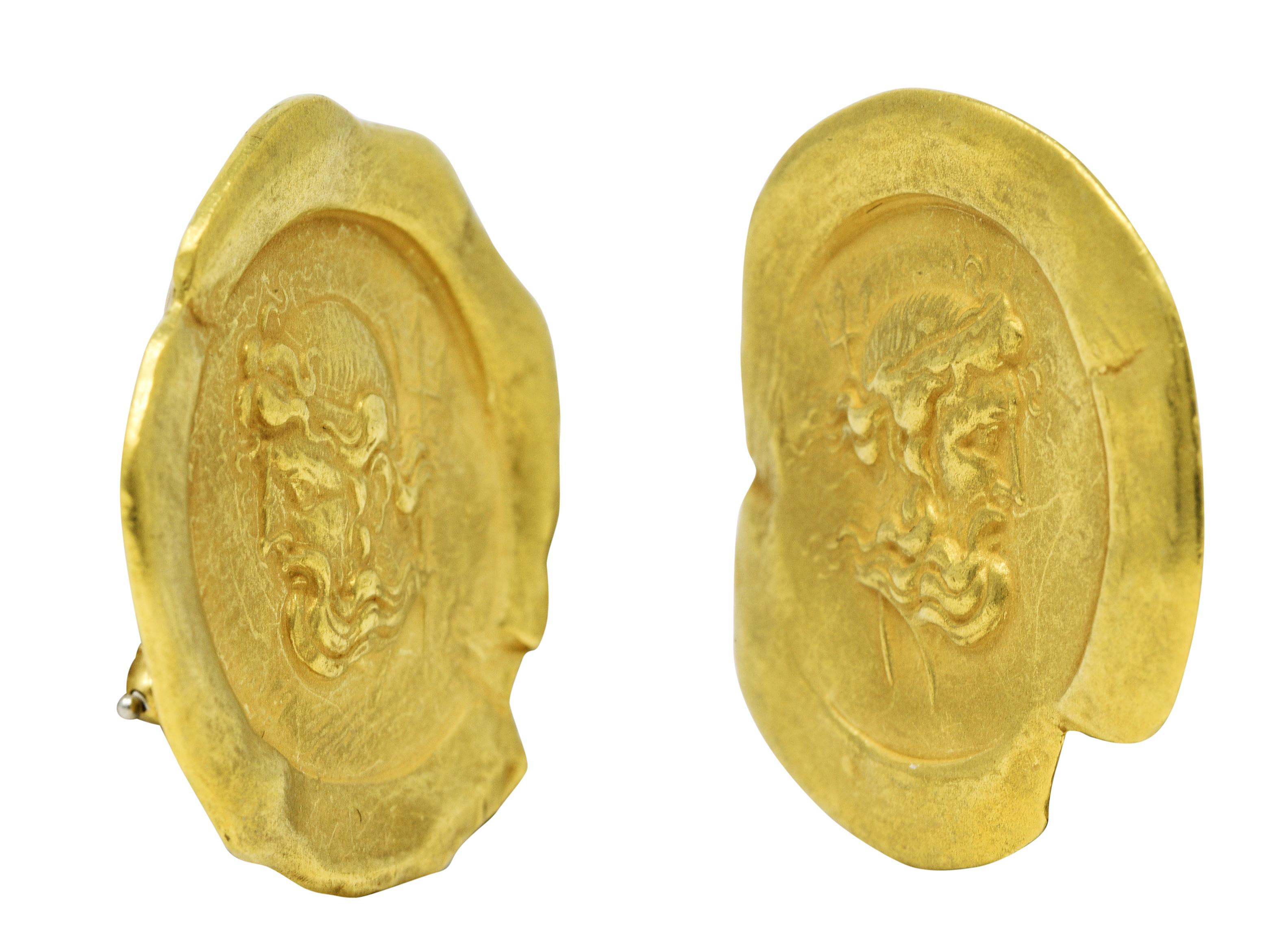 1986 Kieselstein Cord 18 Karat Yellow Gold Poseidon Ear-Clip Earrings 1
