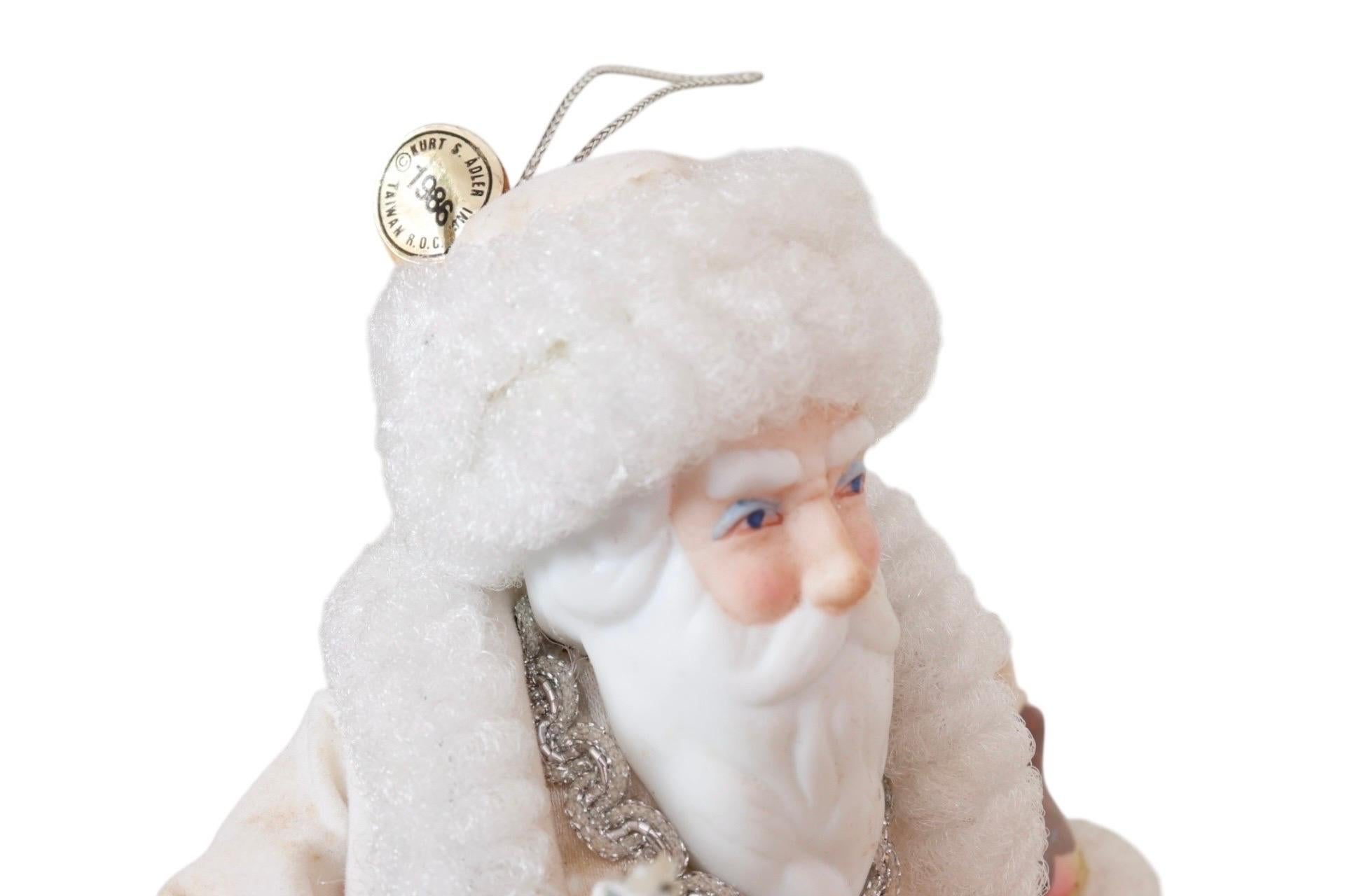 Porcelain 1986 Kurt Adler Santa’s World Christmas Ornament in Original Box For Sale