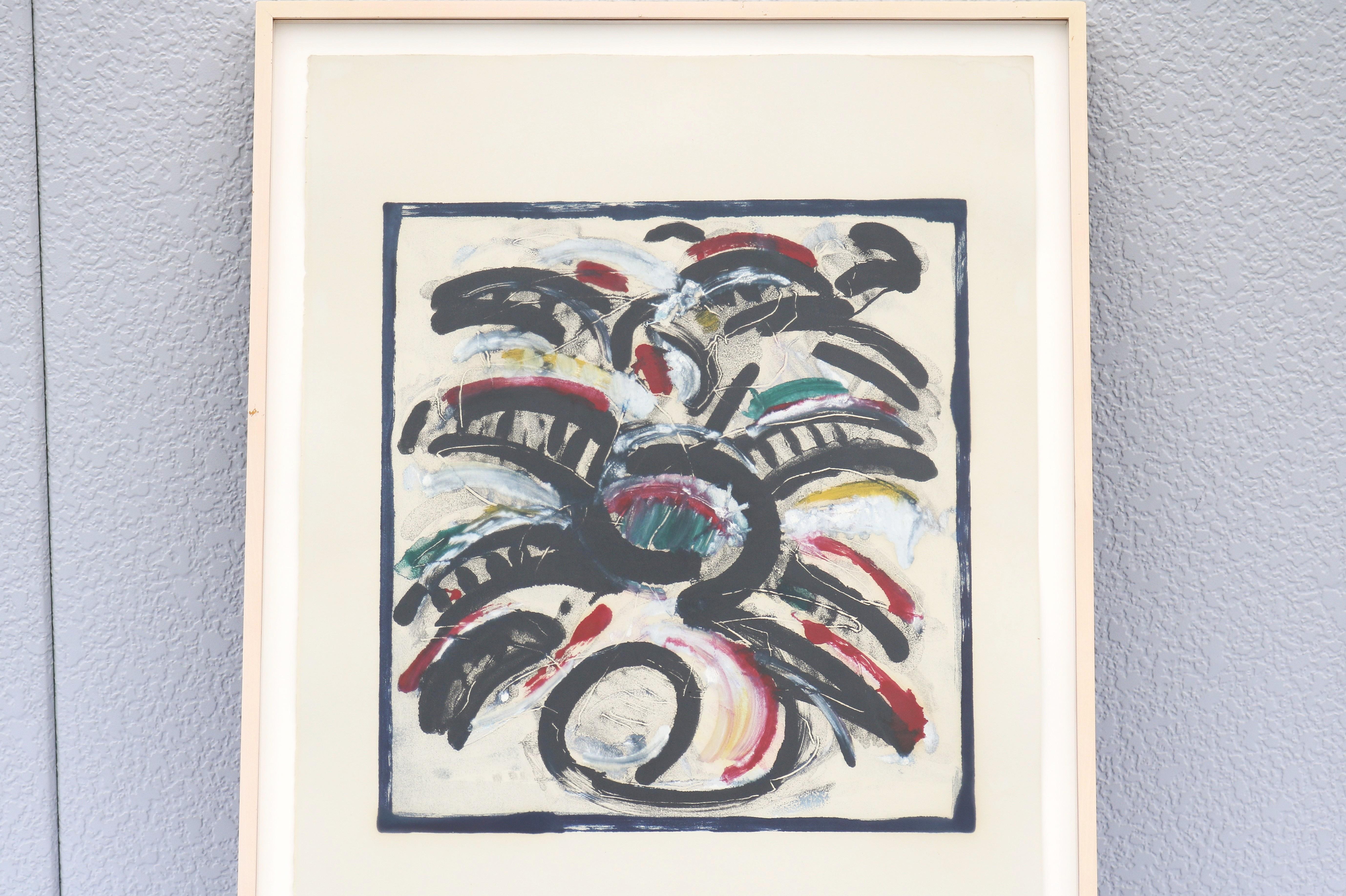 1986 Lucio Pozzi Altamura Abstrakter Expressionismus Monotypie Kunstwerk One-of-a-Kind (Handbemalt) im Angebot