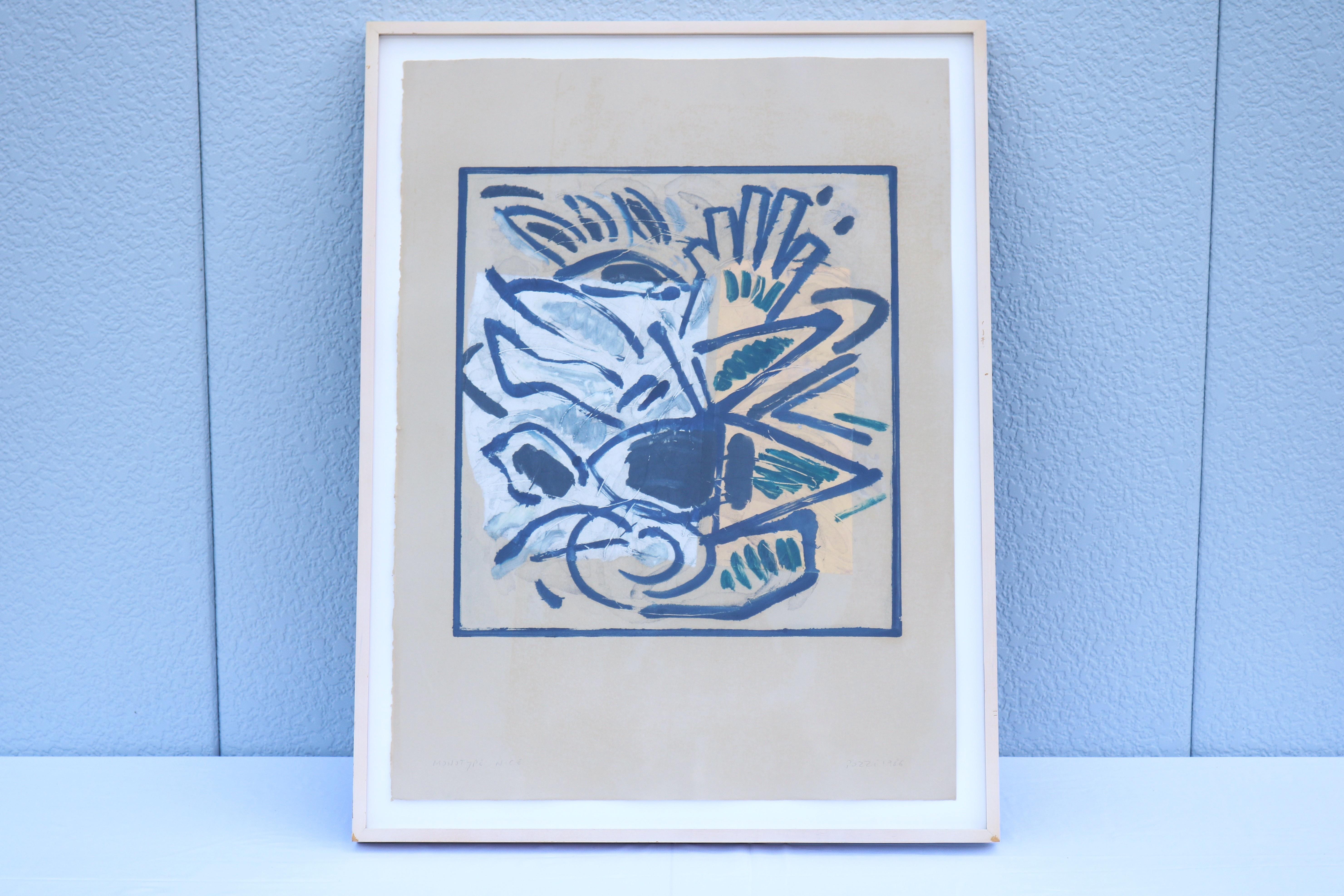 1986 Lucio Pozzi Nizza Abstrakter Expressionismus Monotypie Kunstwerk One-of-a-Kind (amerikanisch) im Angebot