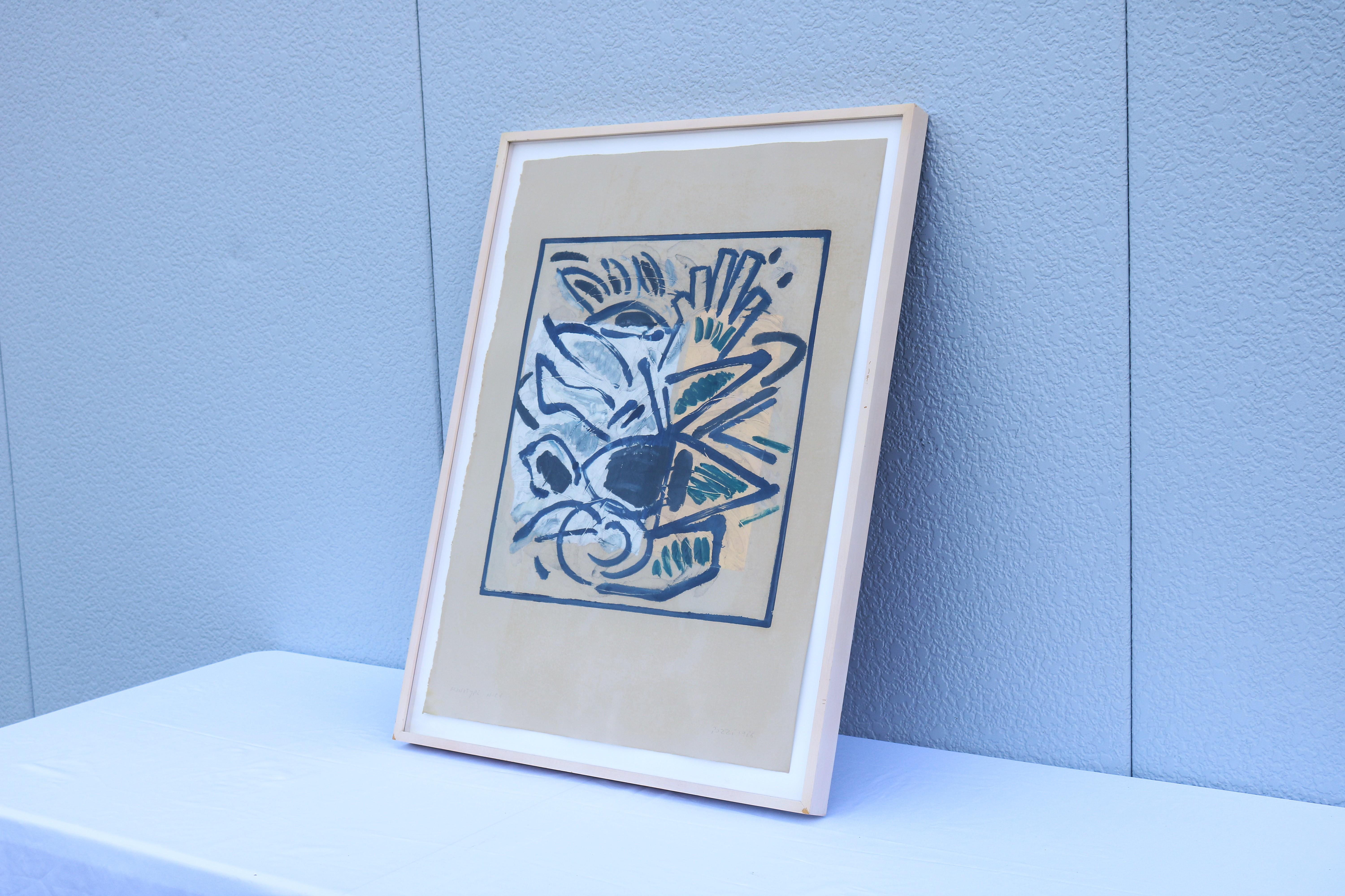 1986 Lucio Pozzi Nizza Abstrakter Expressionismus Monotypie Kunstwerk One-of-a-Kind (Ende des 20. Jahrhunderts) im Angebot