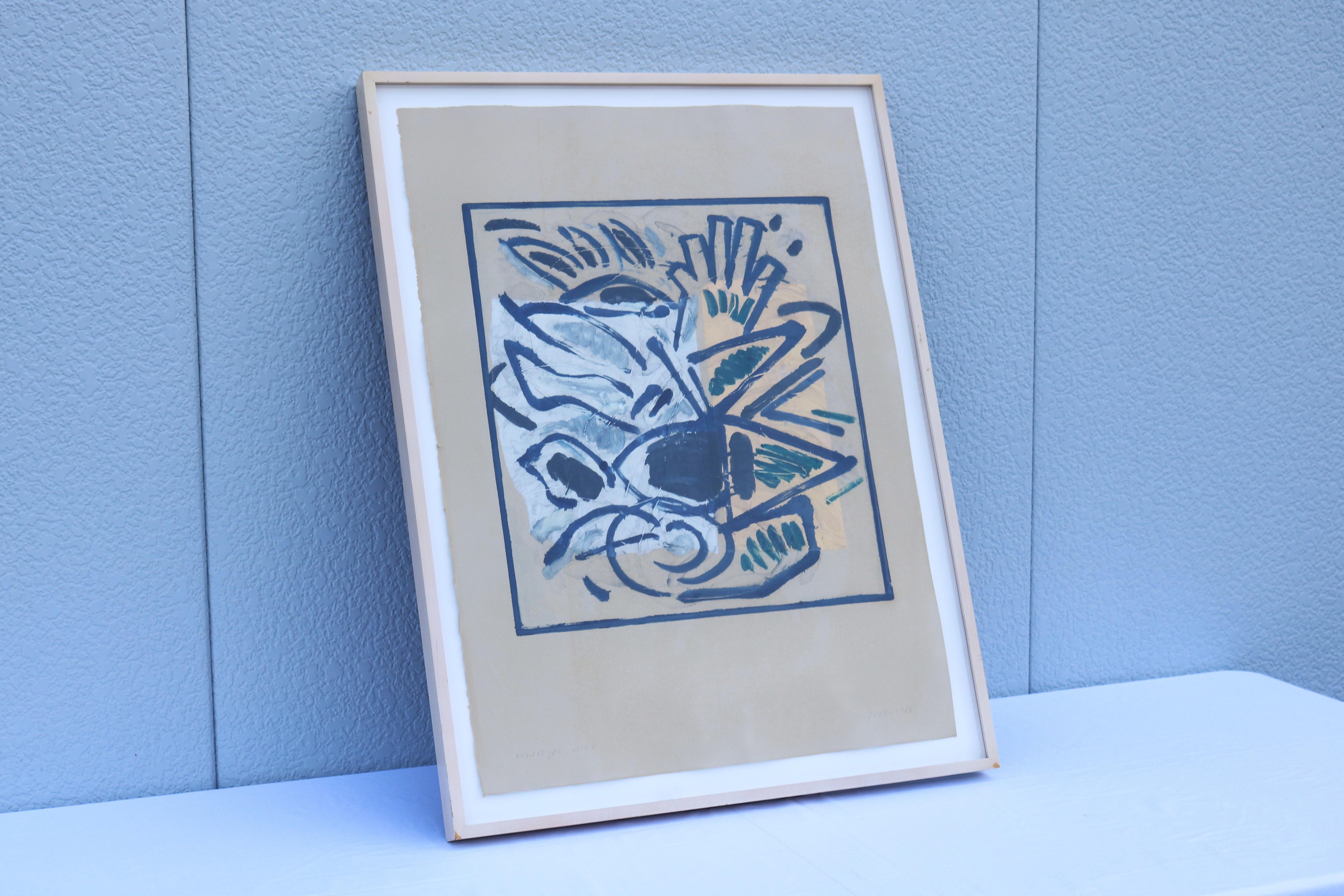 1986 Lucio Pozzi Nizza Abstrakter Expressionismus Monotypie Kunstwerk One-of-a-Kind (Plexiglas) im Angebot