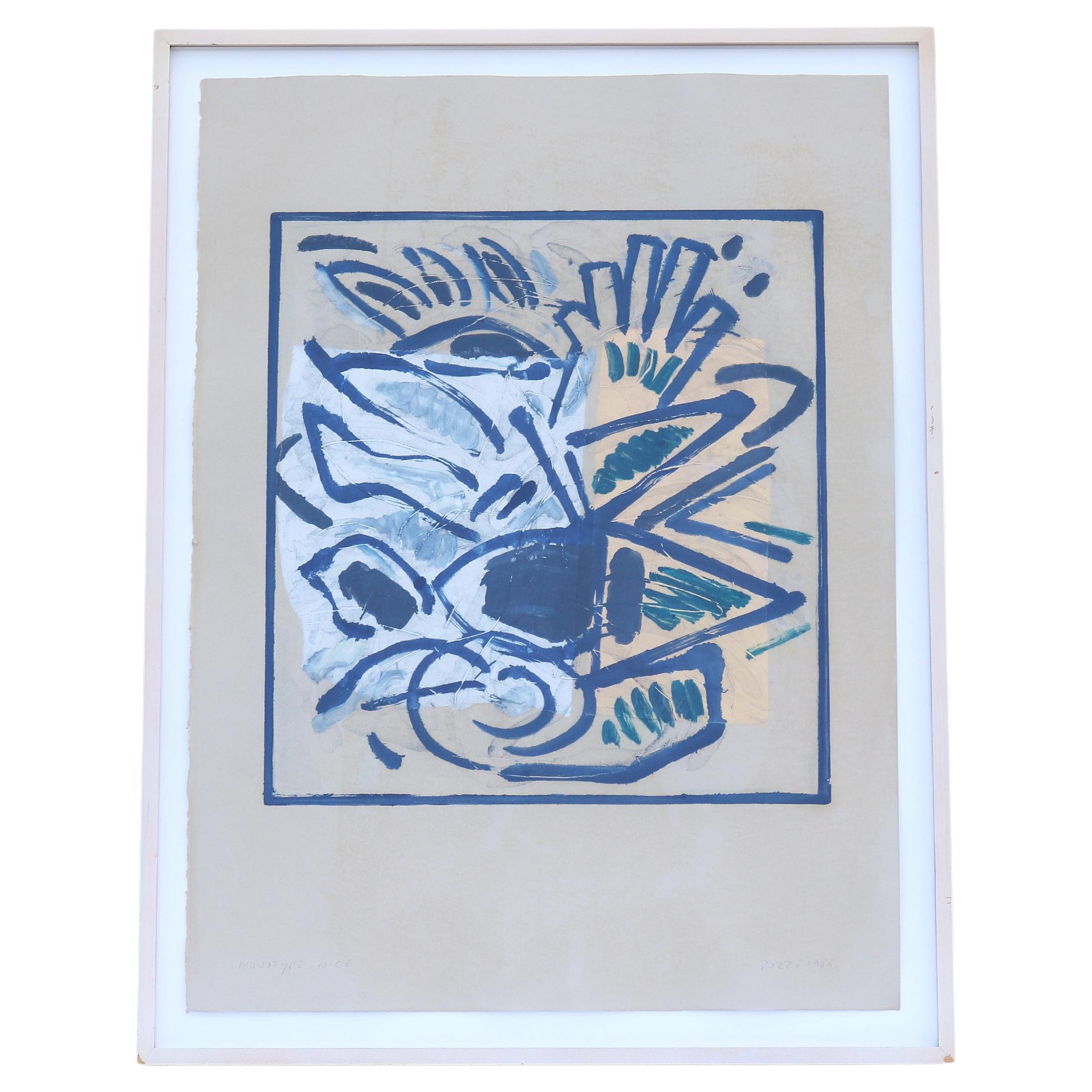1986 Lucio Pozzi Nizza Abstrakter Expressionismus Monotypie Kunstwerk One-of-a-Kind im Angebot
