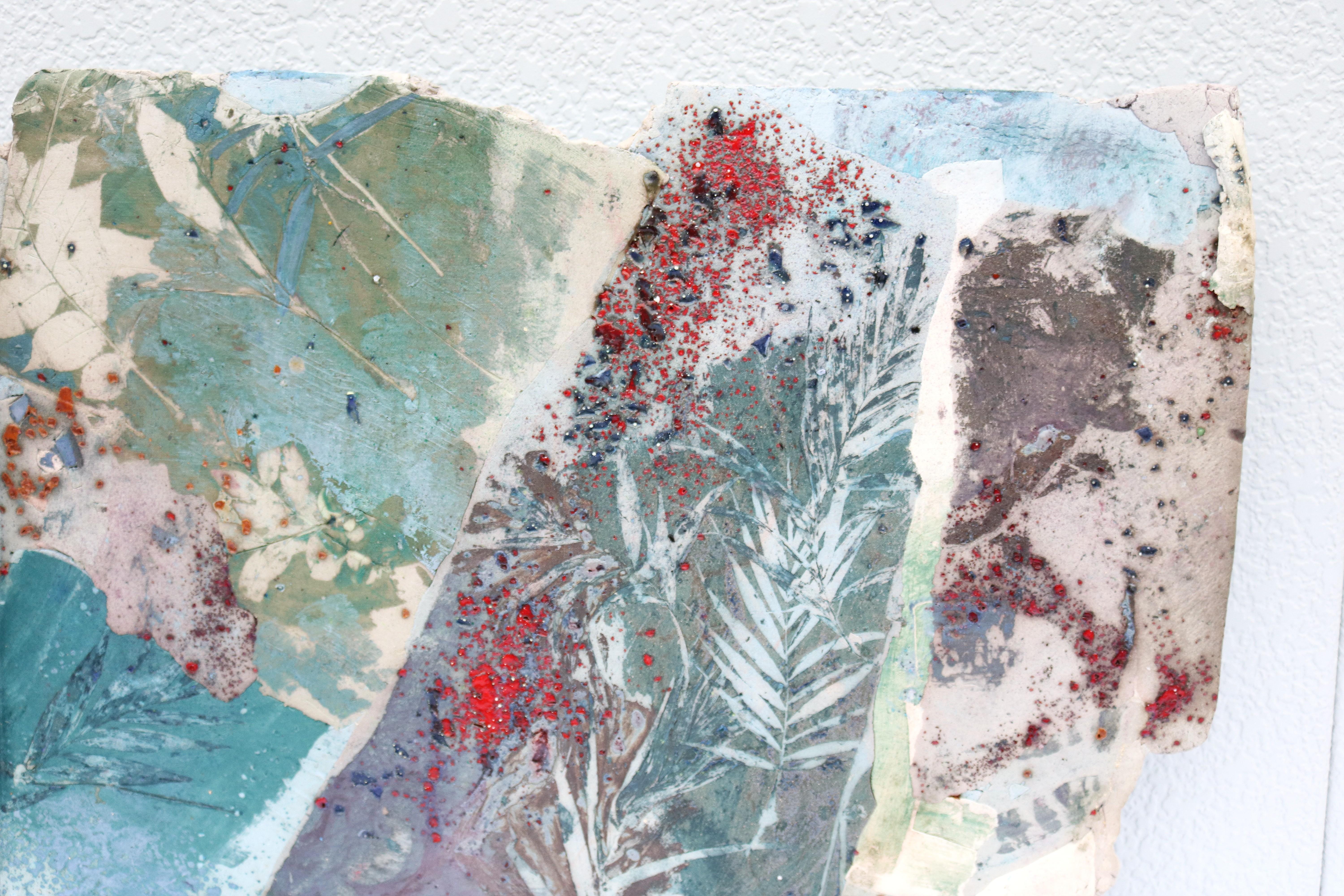 1986 Margie Hughto Unique Summer Fragments Glazed Ceramic Wall Sculpture Artwork For Sale 3