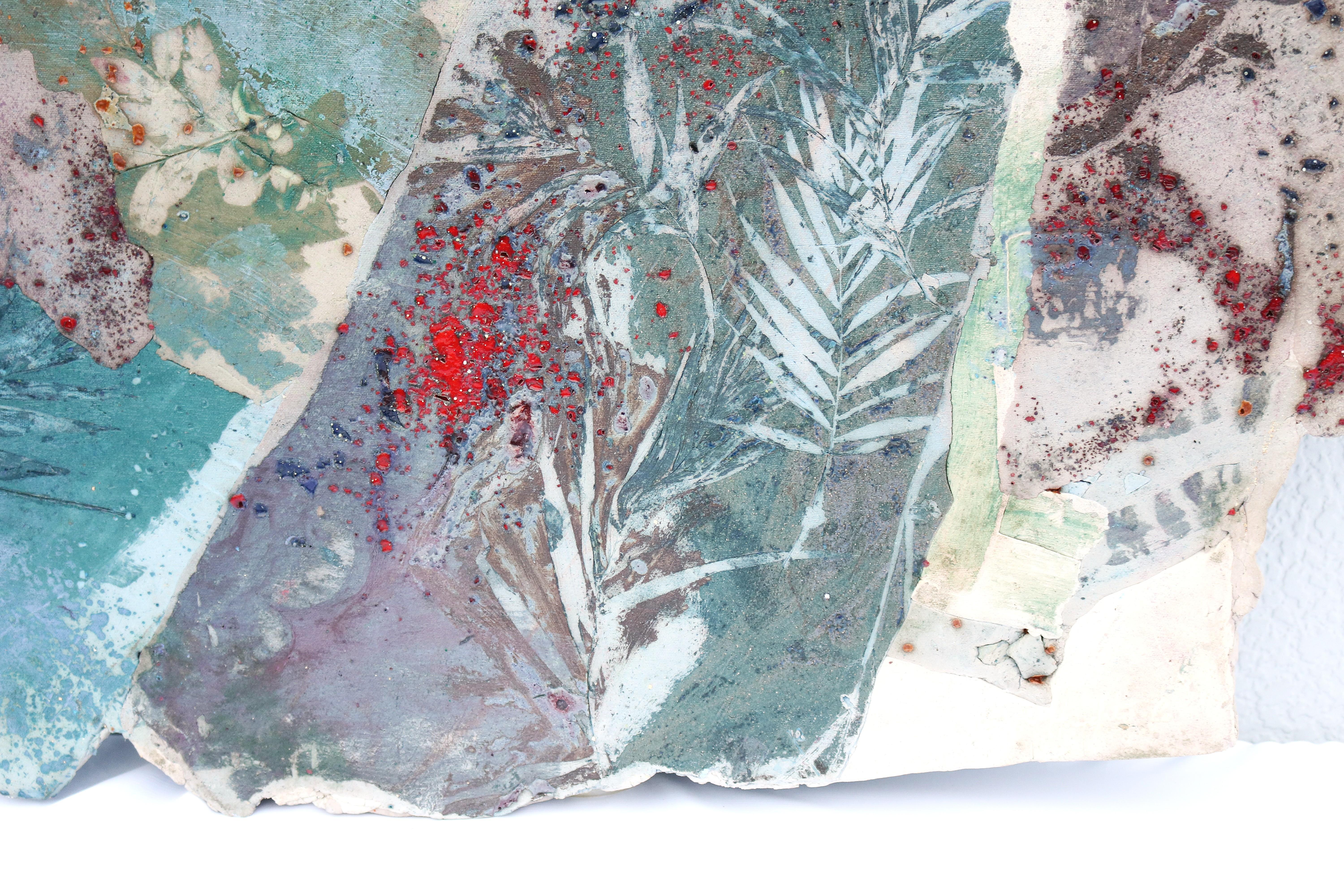1986 Margie Hughto Unique Summer Fragments Glazed Ceramic Wall Sculpture Artwork For Sale 4