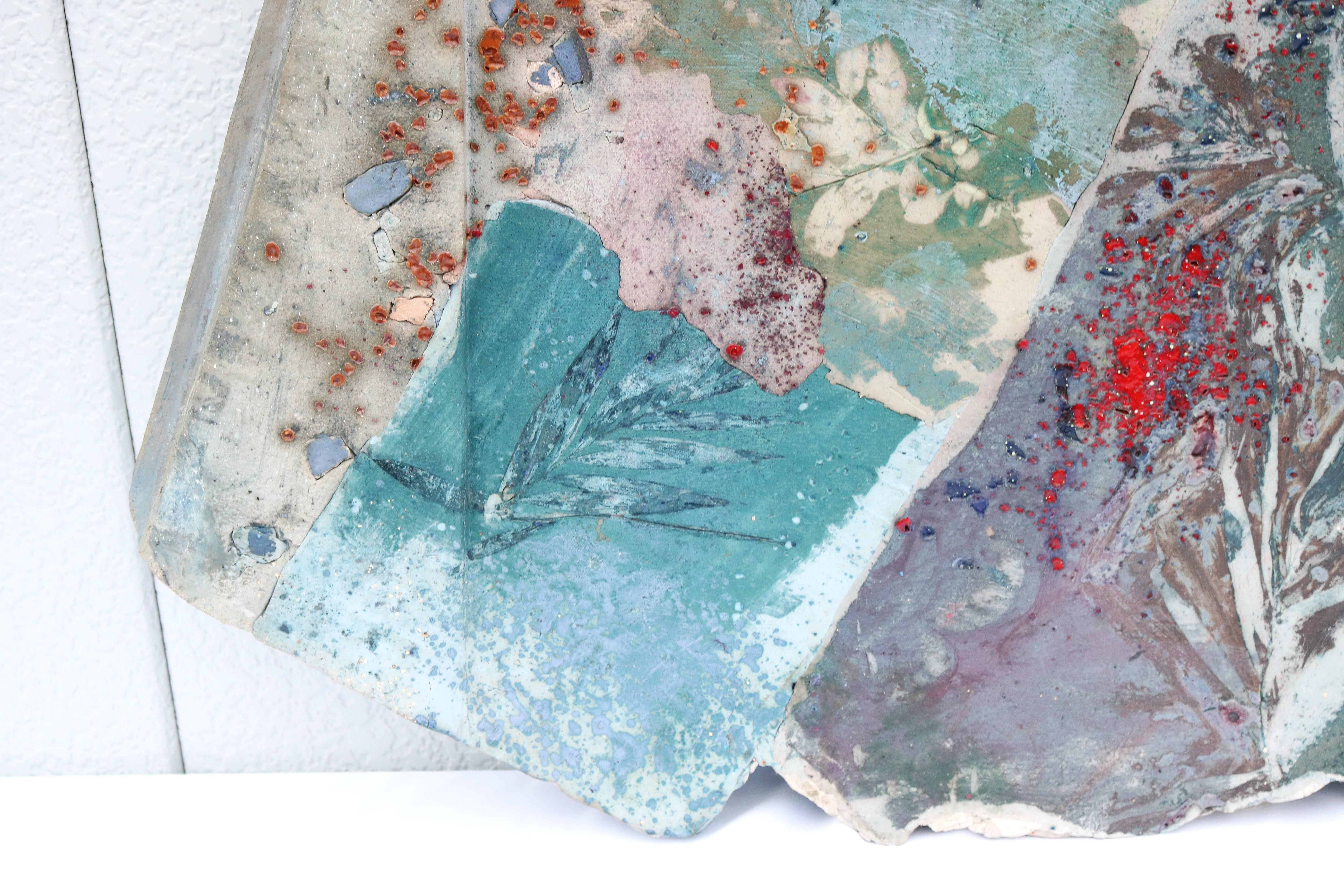 1986 Margie Hughto Unique Summer Fragments Glazed Ceramic Wall Sculpture Artwork For Sale 5