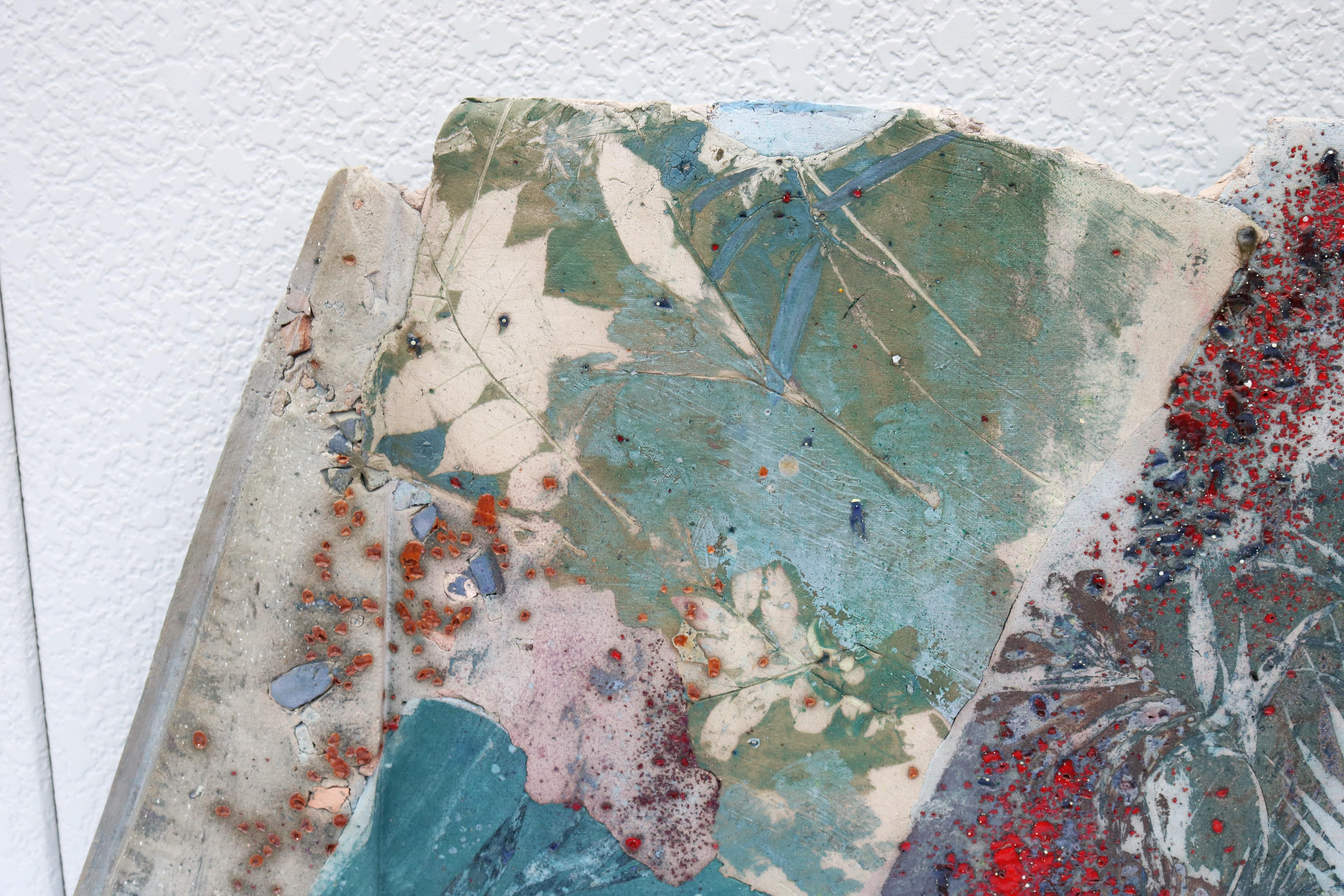 1986 Margie Hughto Unique Summer Fragments Glazed Ceramic Wall Sculpture Artwork For Sale 6