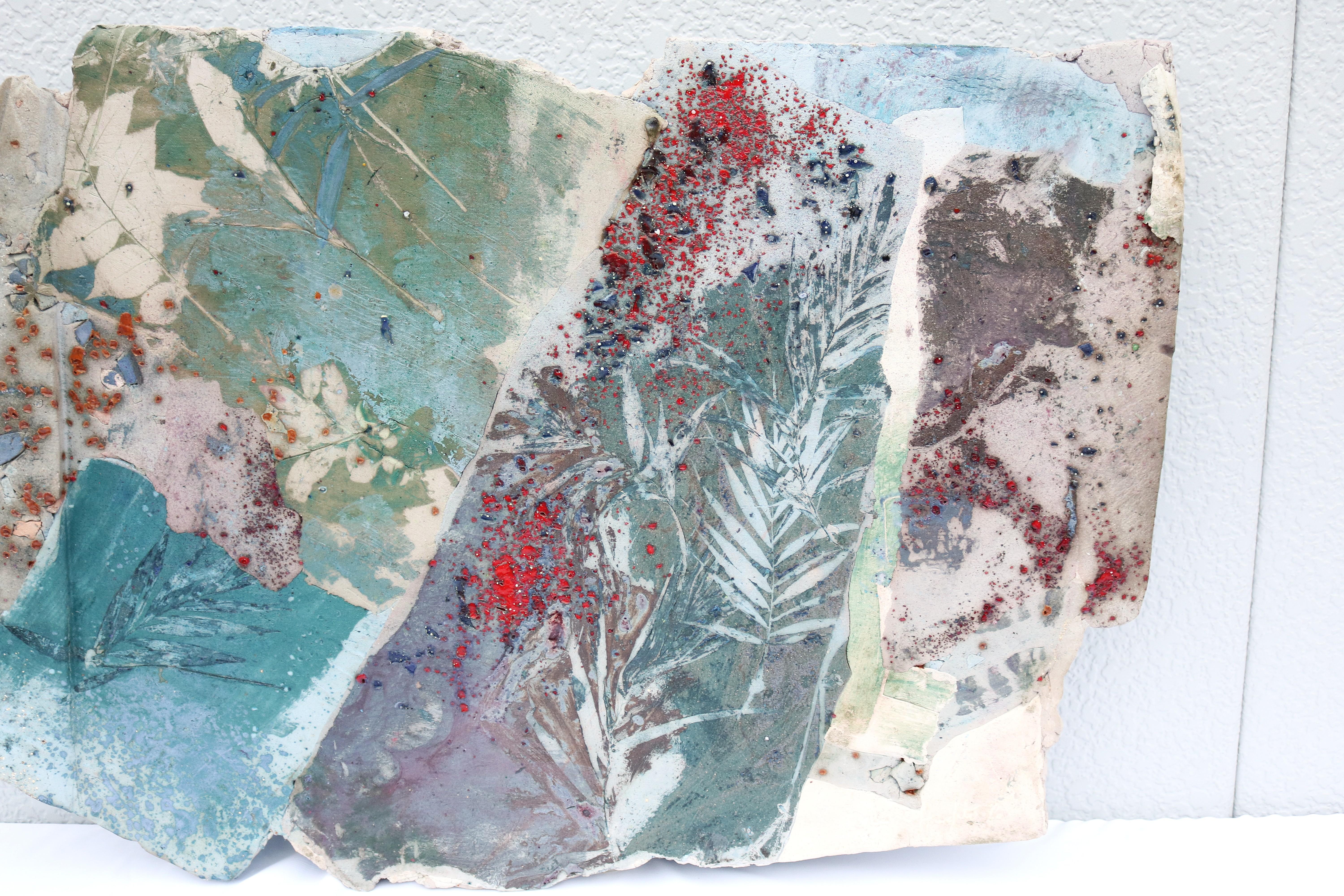 1986 Margie Hughto Unique Summer Fragments Glazed Ceramic Wall Sculpture Artwork For Sale 7