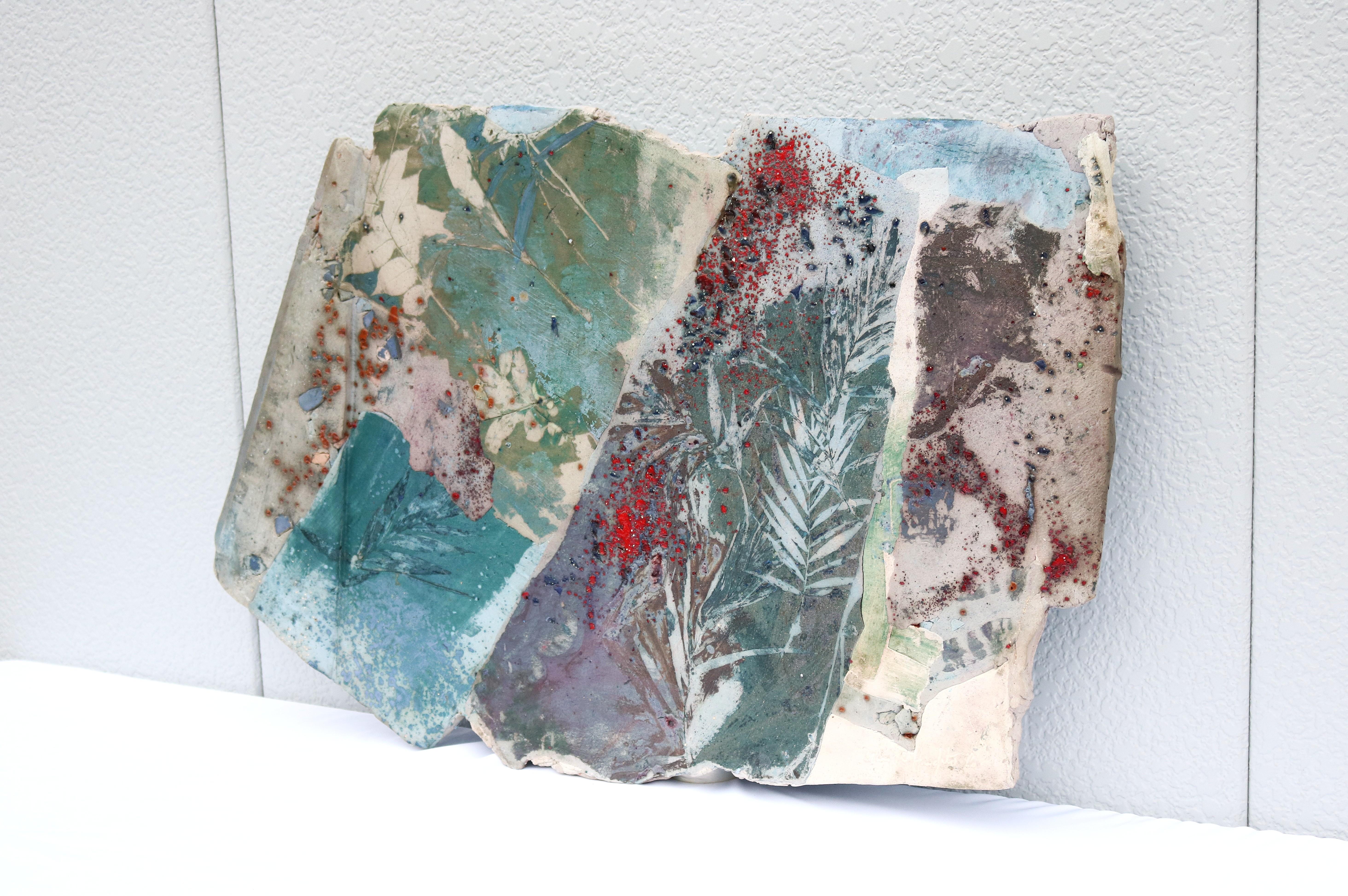 American 1986 Margie Hughto Unique Summer Fragments Glazed Ceramic Wall Sculpture Artwork For Sale
