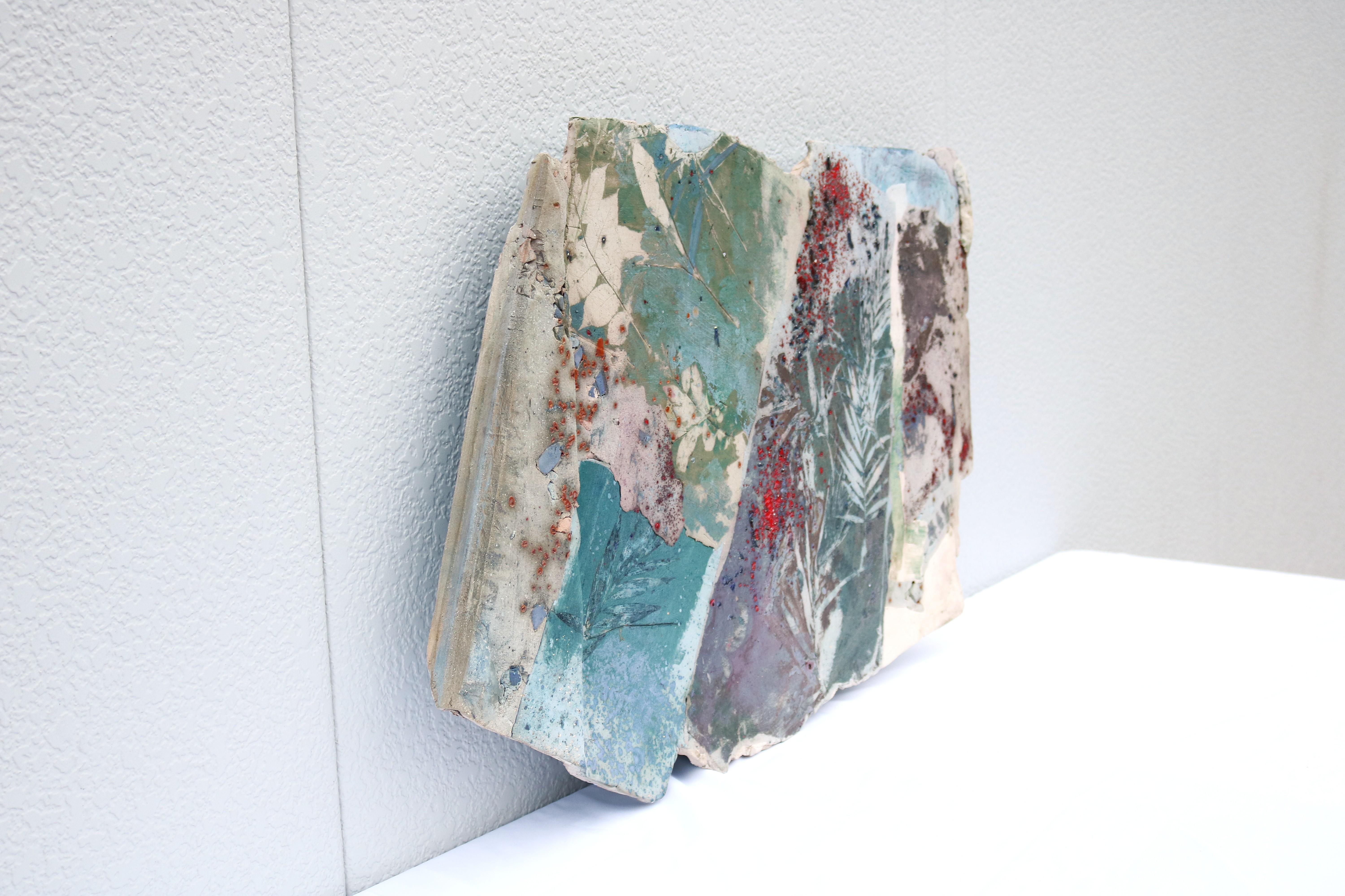 1986 Margie Hughto Unique Summer Fragments Glazed Ceramic Wall Sculpture Artwork For Sale 1