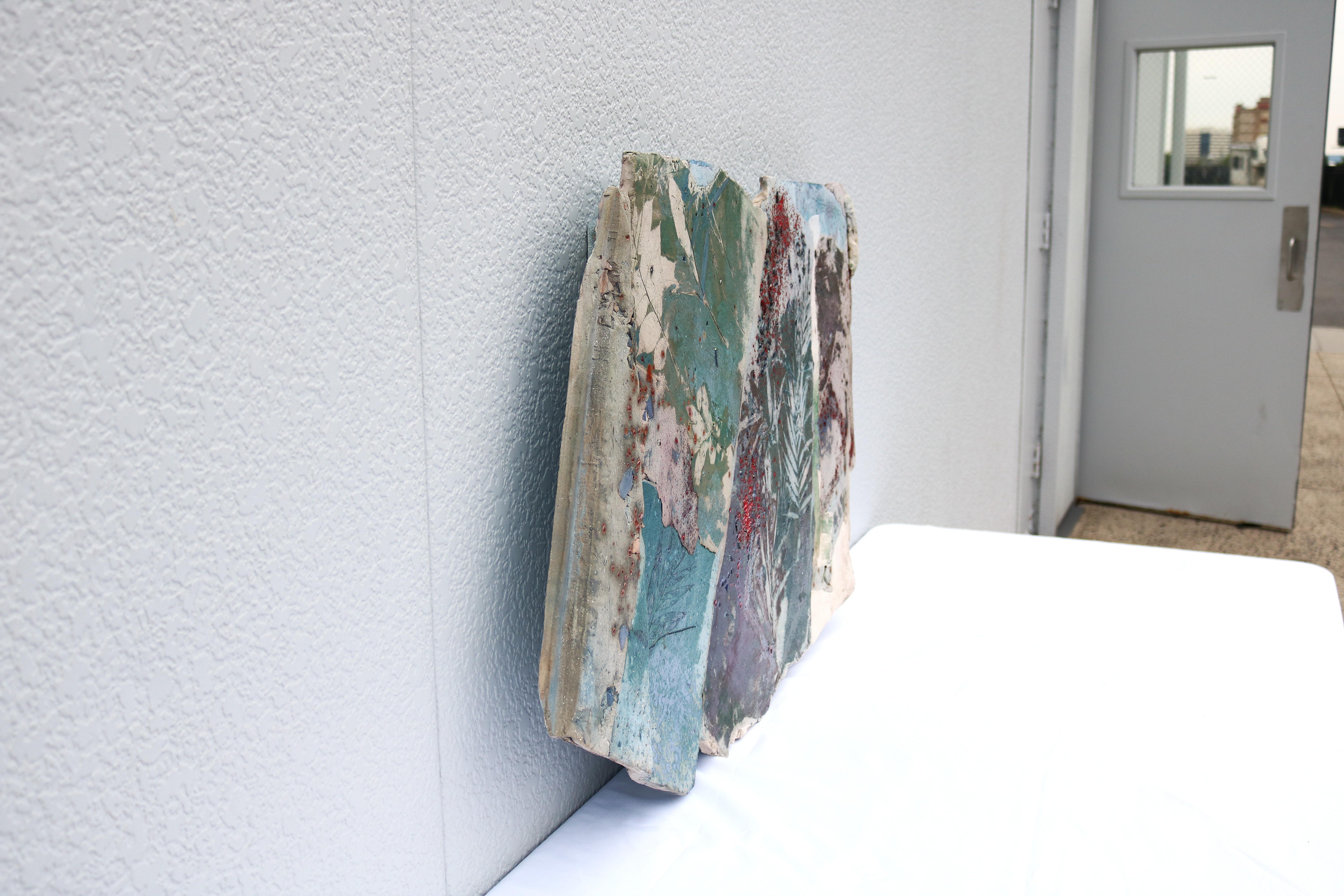 1986 Margie Hughto Unique Summer Fragments Glazed Ceramic Wall Sculpture Artwork For Sale 2