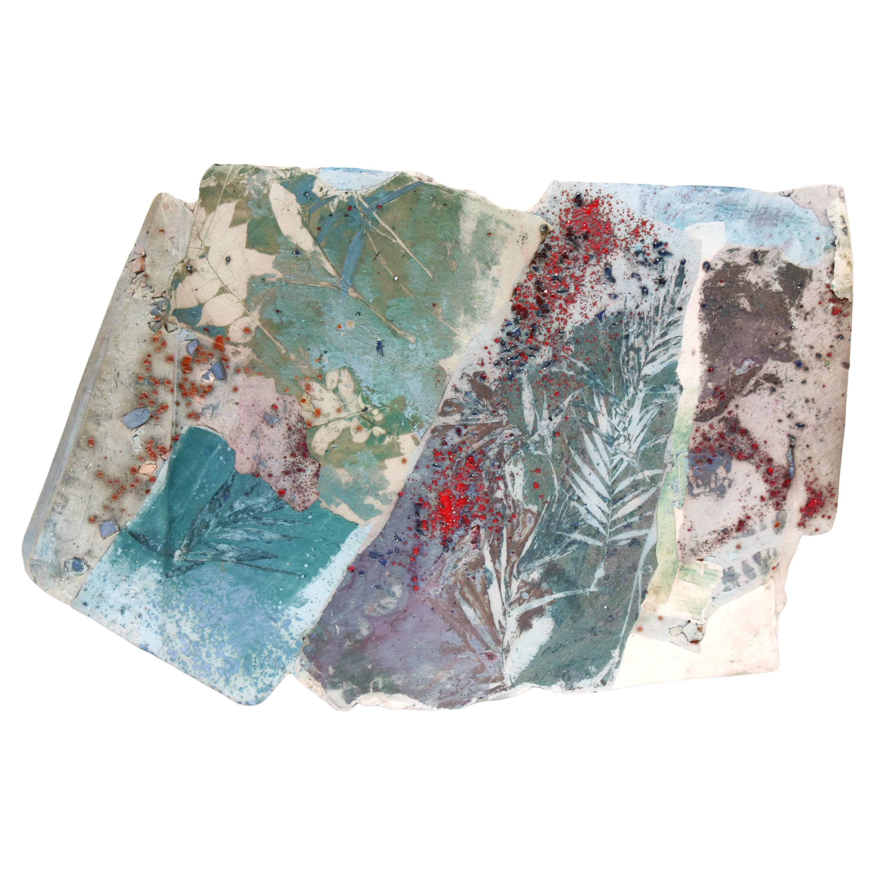 1986 Margie Hughto Unique Summer Fragments Glazed Ceramic Wall Sculpture Artwork For Sale