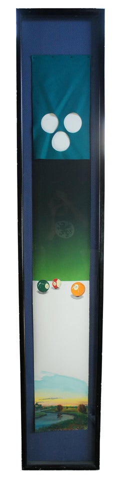 Dike Blair 1986 Mixed-Media Billiards Pool Table Watercolor Landscape