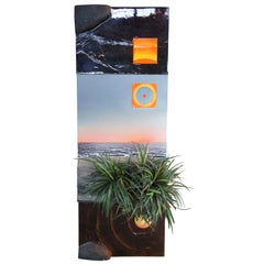 1986 Mixed-Media "+" 'Yucca' by Dike Blair Sunset Ocean Beach Landscape Art
