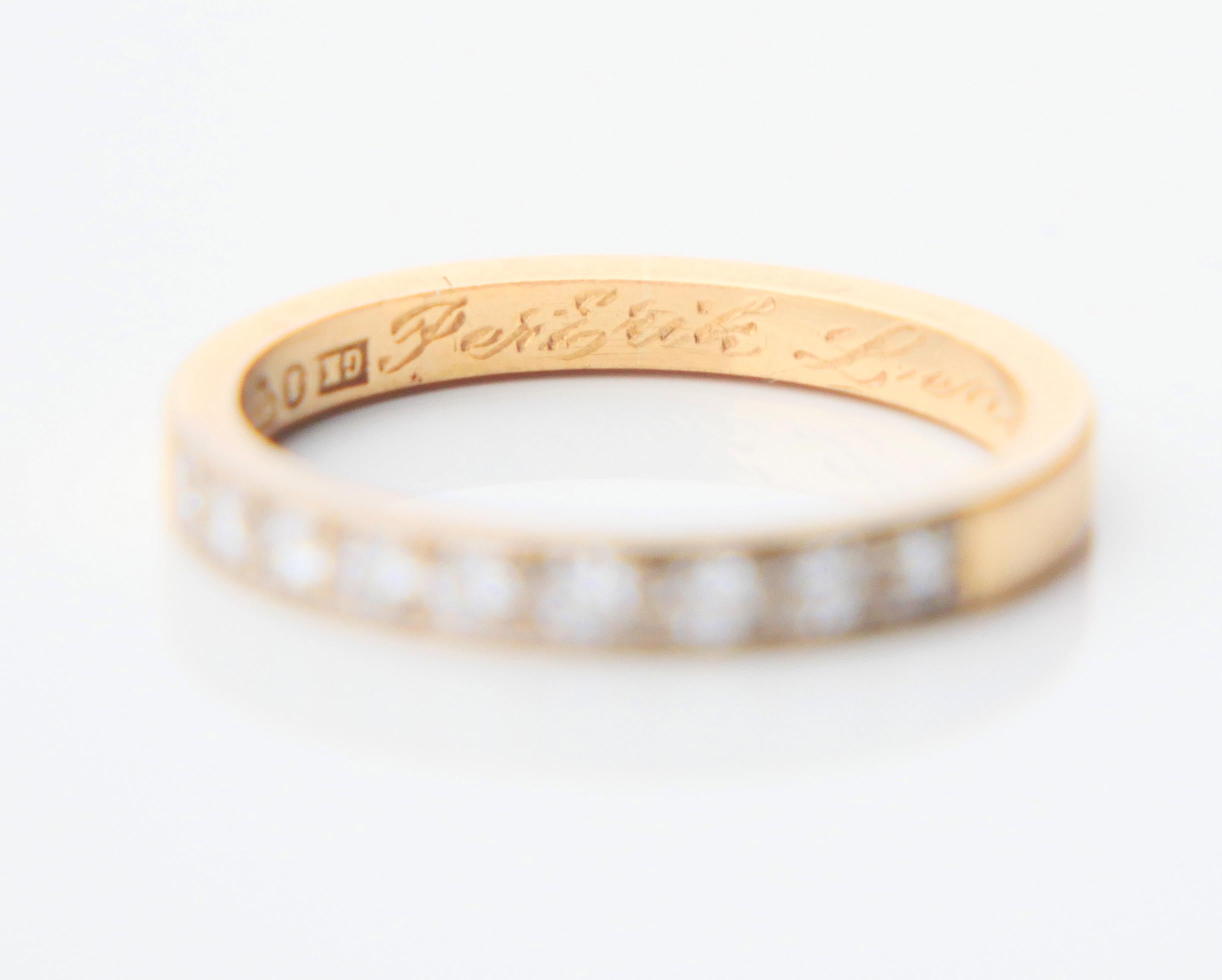 1986 Nordic Alliance Wedding Ring Diamonds solid 18K Gold Ø US5.25 /2.4gr For Sale 7