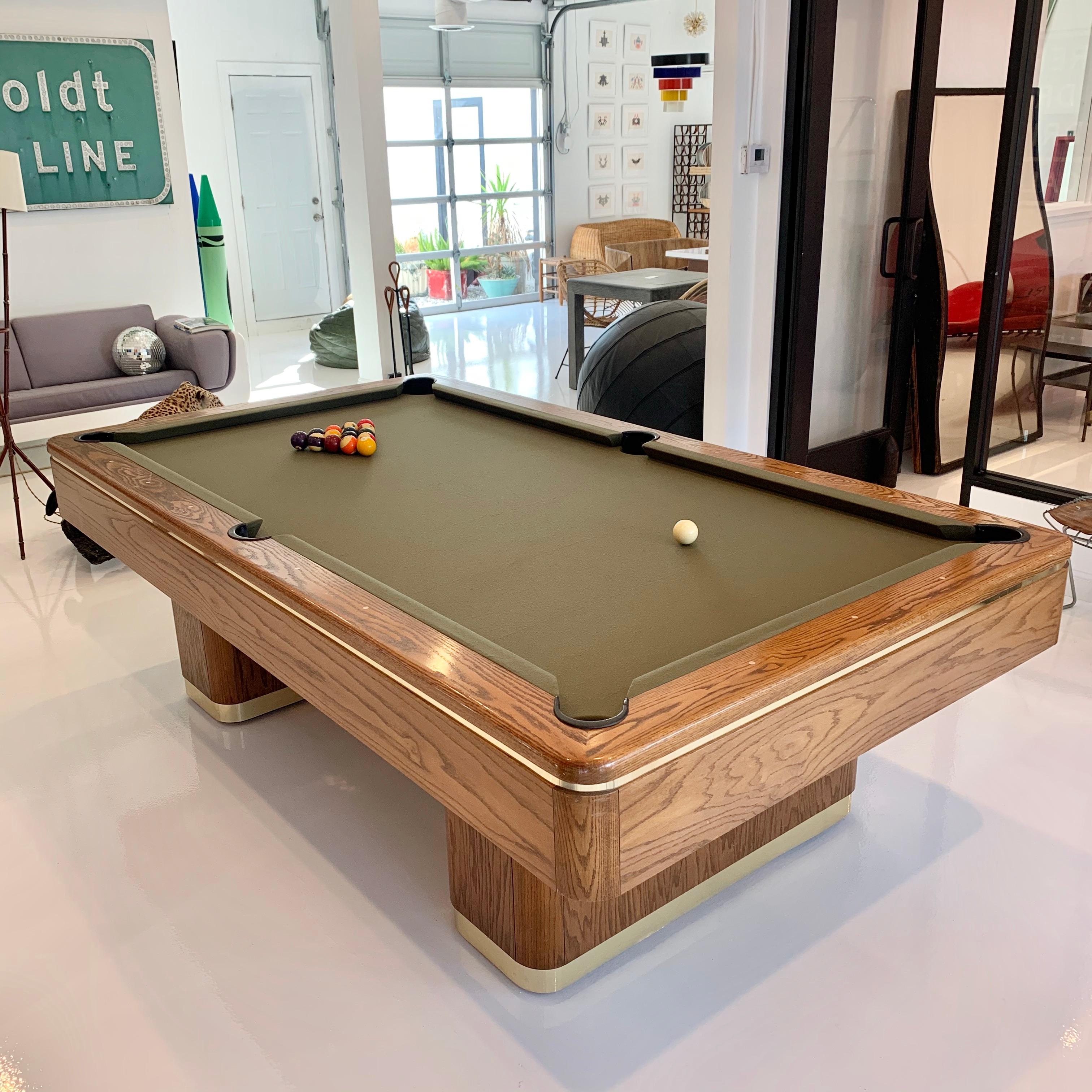 1986 Oak and Brass Pool Table 10