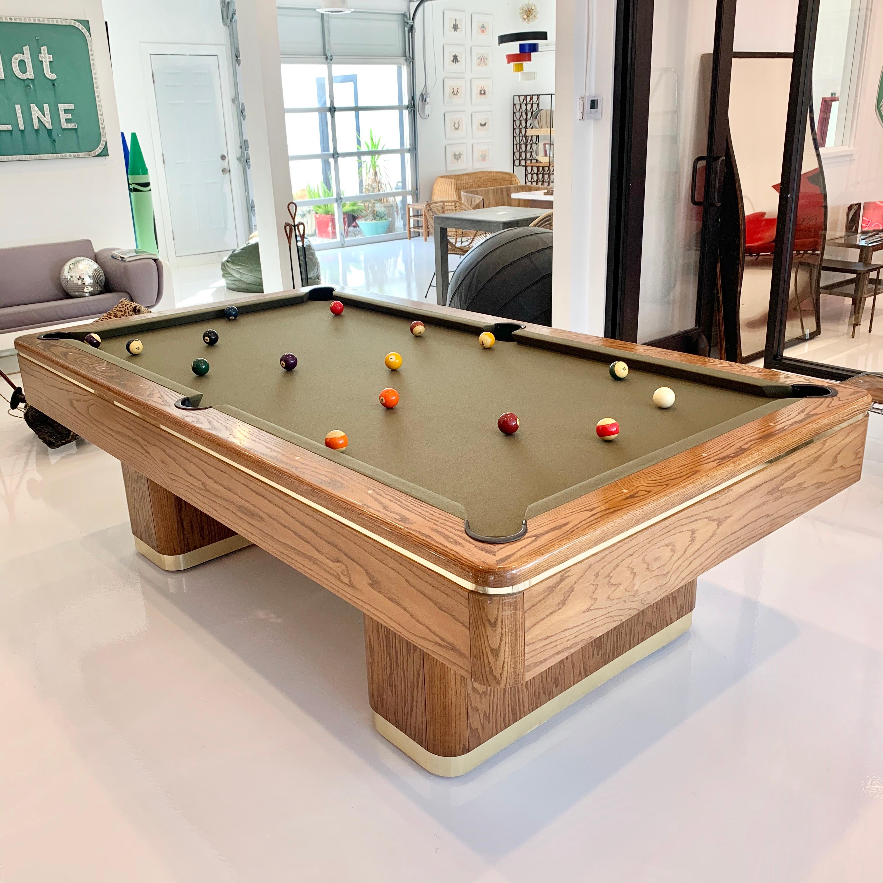 American 1986 Oak and Brass Pool Table