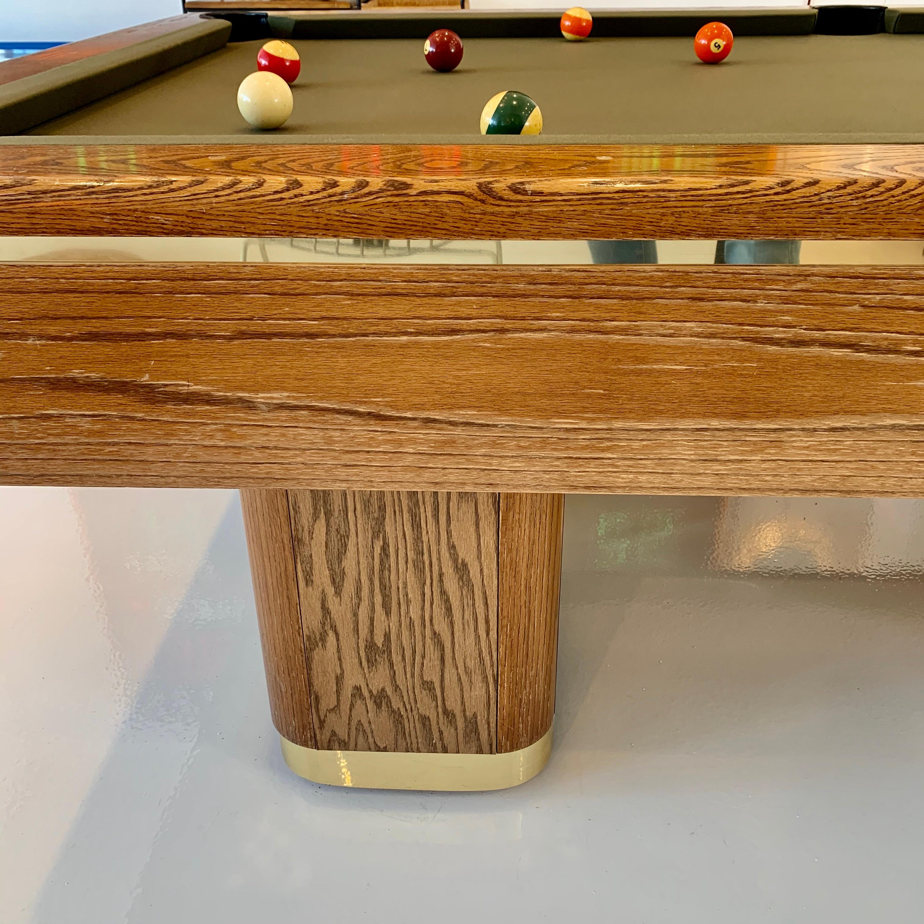 1986 Oak and Brass Pool Table 1