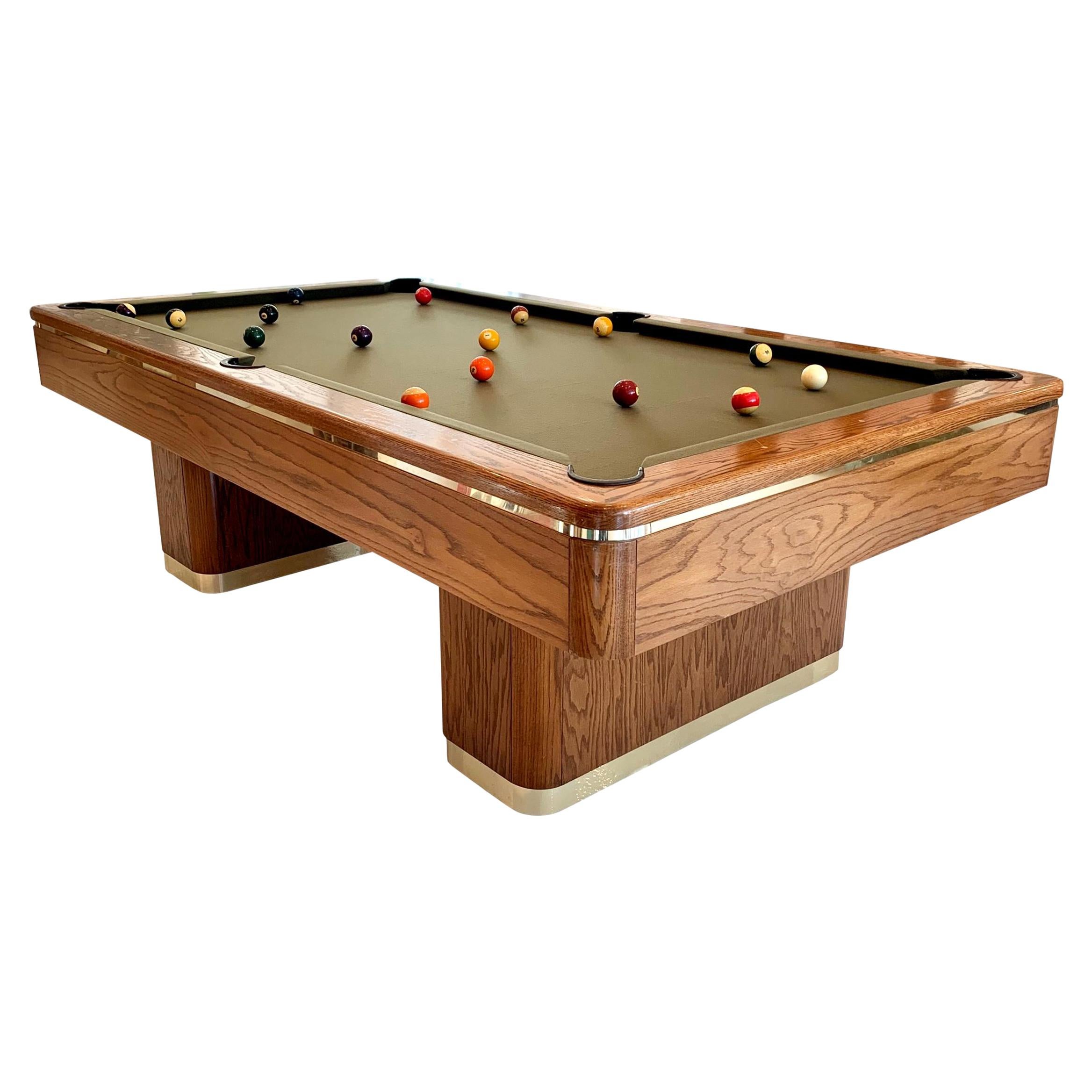 1986 Oak and Brass Pool Table