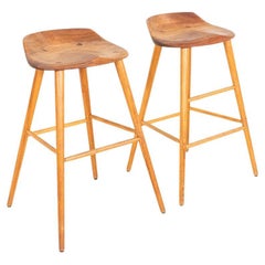 1986 Pair of Thomas Moser Bar Stools in Cherry and Ash 1986 Pair of Thomas Moser Bar Stools in Cherry and Ash