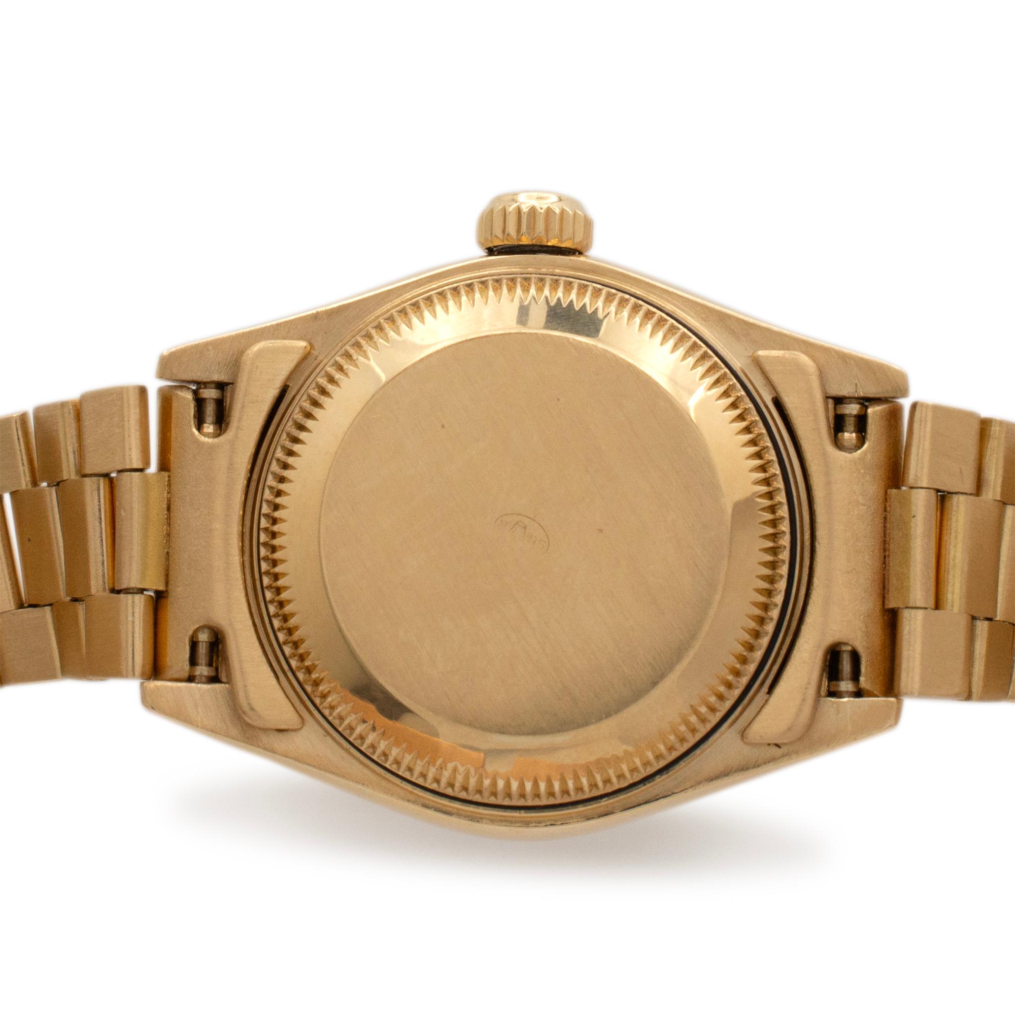 1986 Rolex Ladies Datejust 26MM 69178 Champagne Dial President Yellow Gold Watch For Sale 1