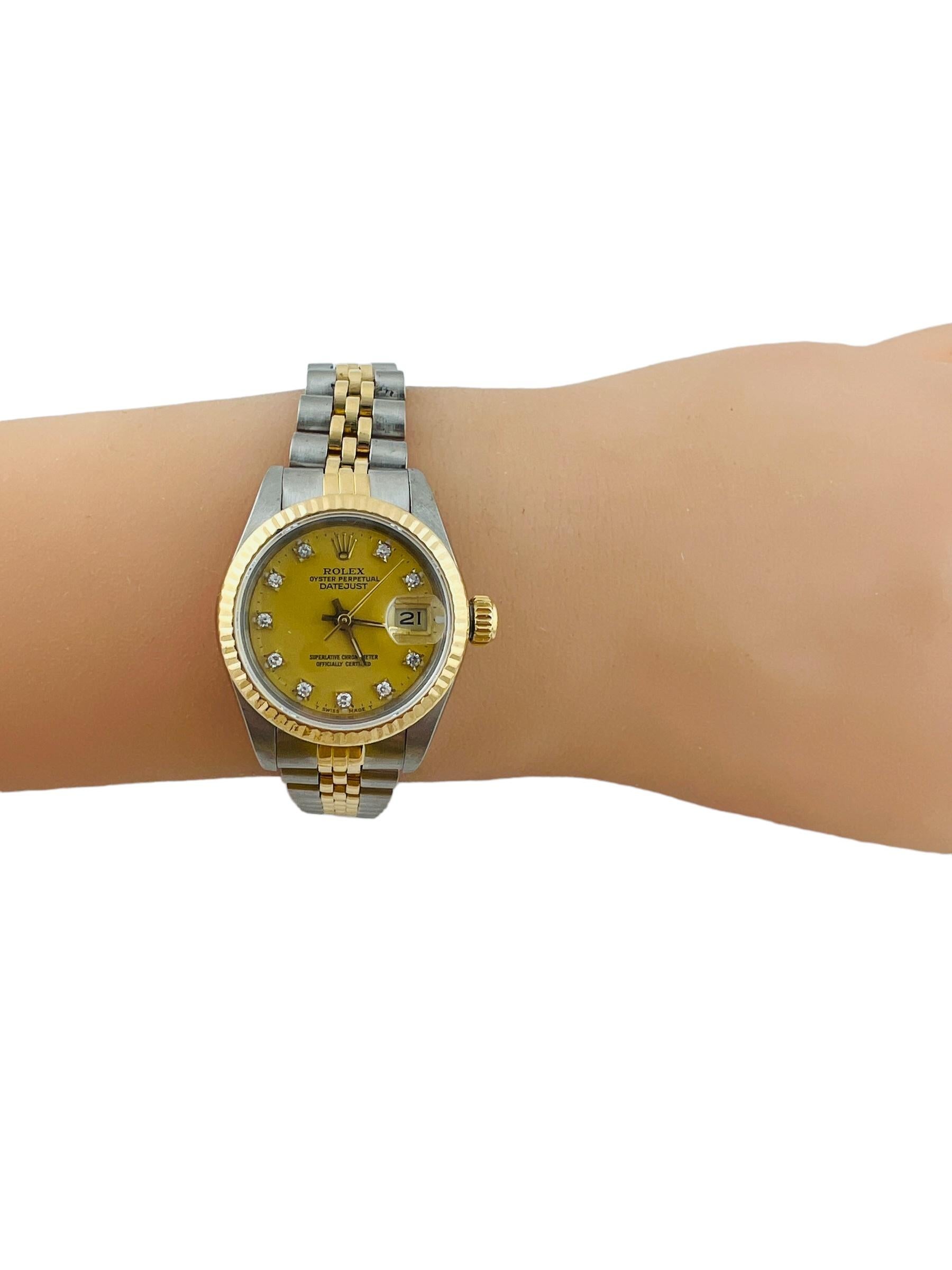 1986 Rolex Ladies Two Tone Datejust Watch Champagne Diamond Dial 69173 5