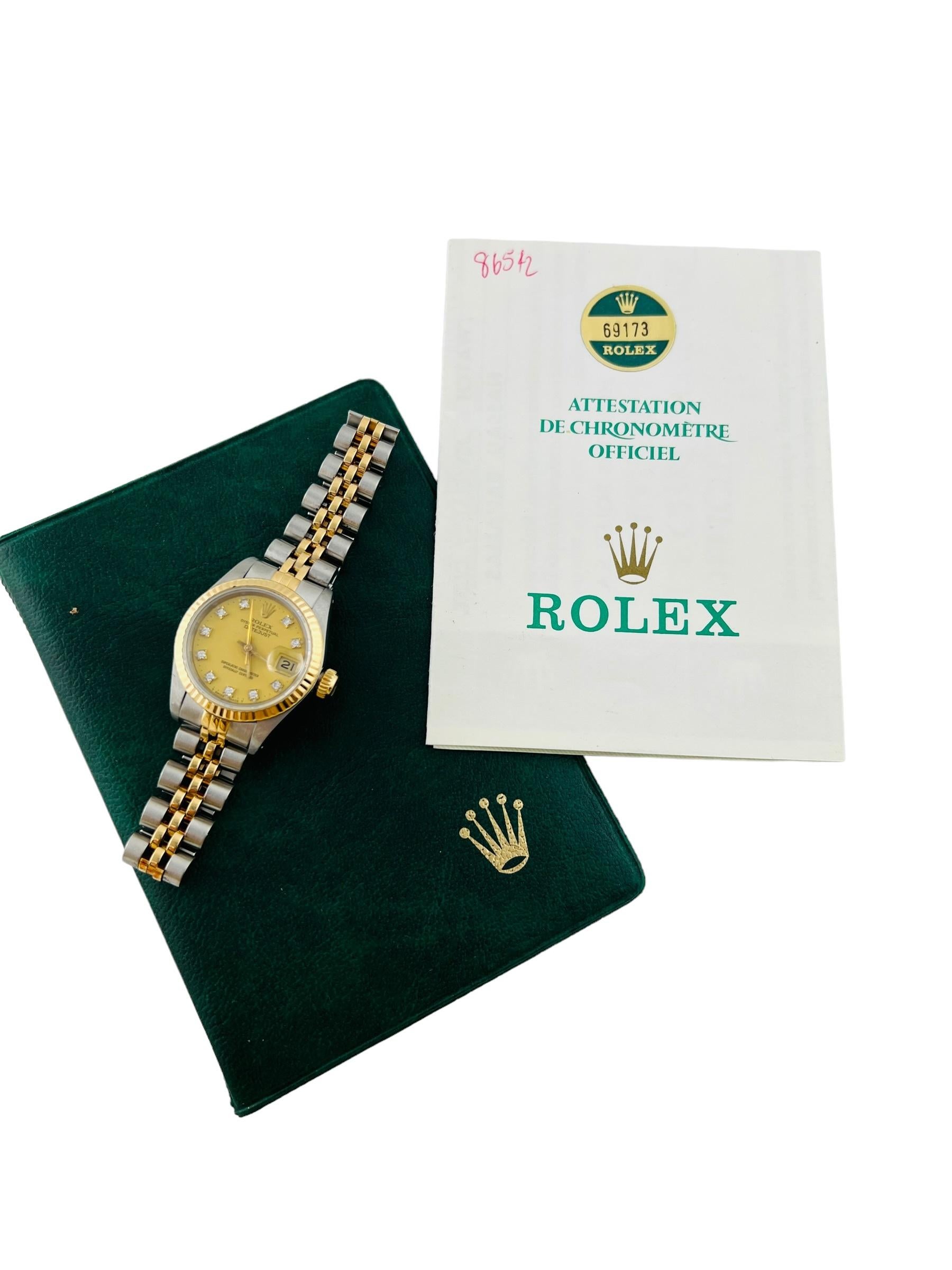 1986 Rolex Ladies Two Tone Datejust Watch Champagne Diamond Dial 69173 7