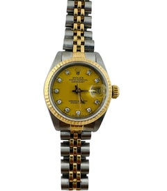 1986 Rolex Ladies Two Tone Datejust Watch Champagne Diamond Dial 69173