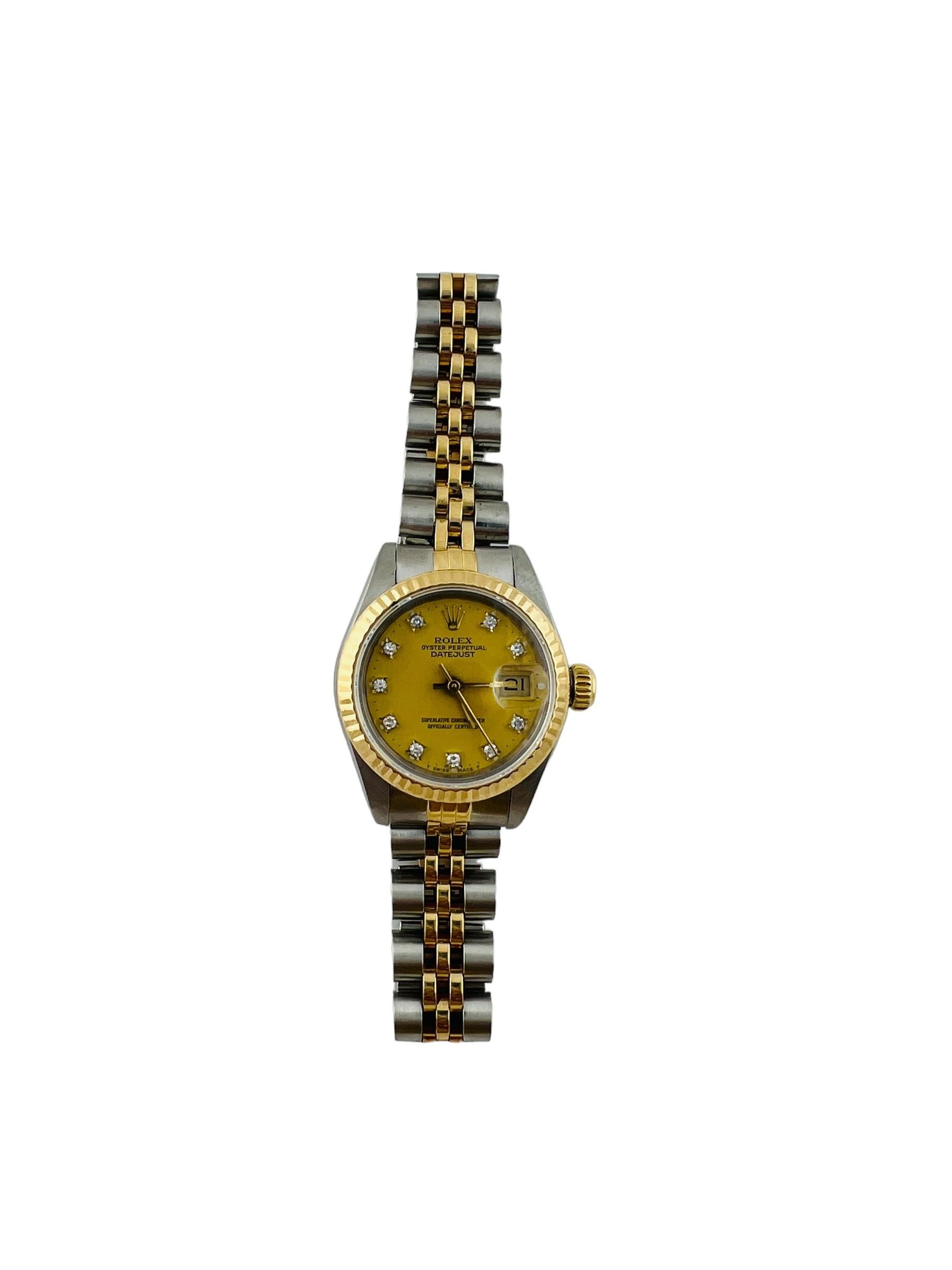 Round Cut 1986 Rolex Ladies Two Tone Datejust Watch Champagne Diamond Dial 69173