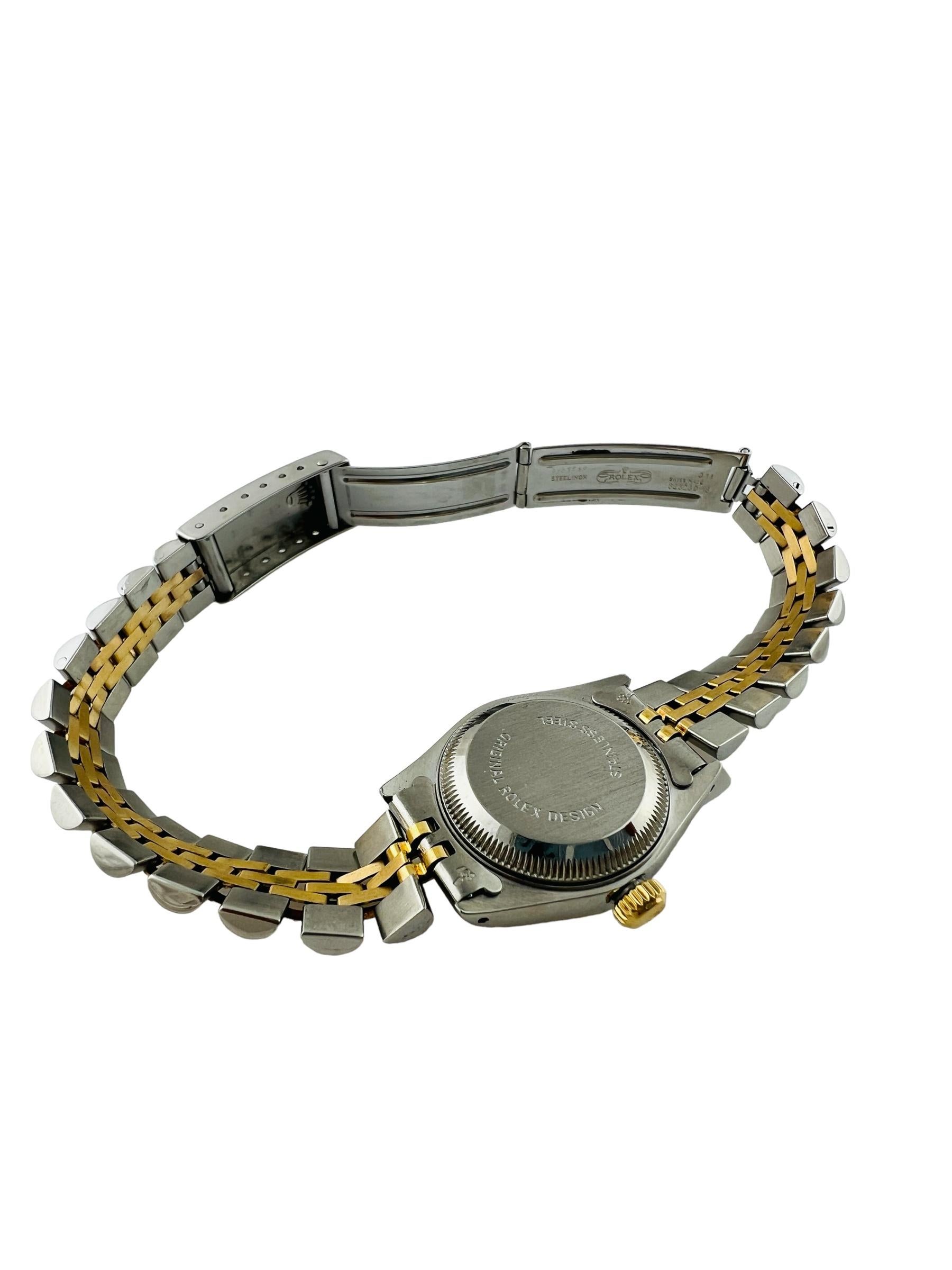 1986 Rolex Ladies Two Tone Datejust Watch Champagne Diamond Dial 69173 In Good Condition In Washington Depot, CT