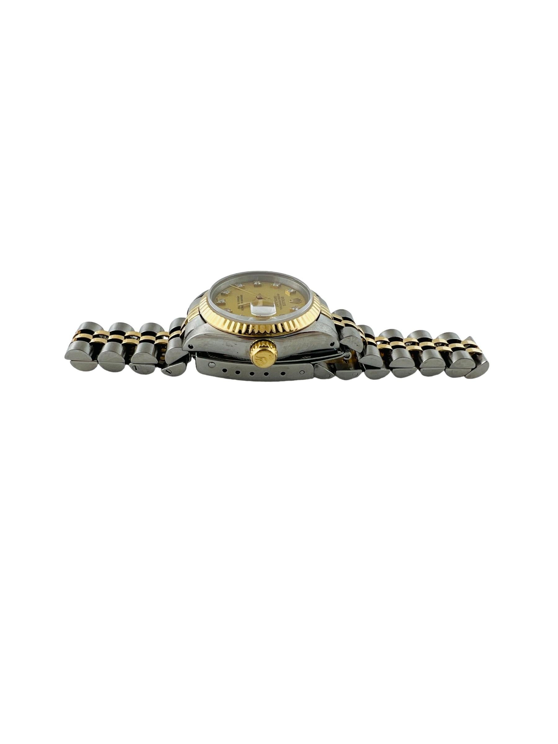 1986 Rolex Ladies Two Tone Datejust Watch Champagne Diamond Dial 69173 1