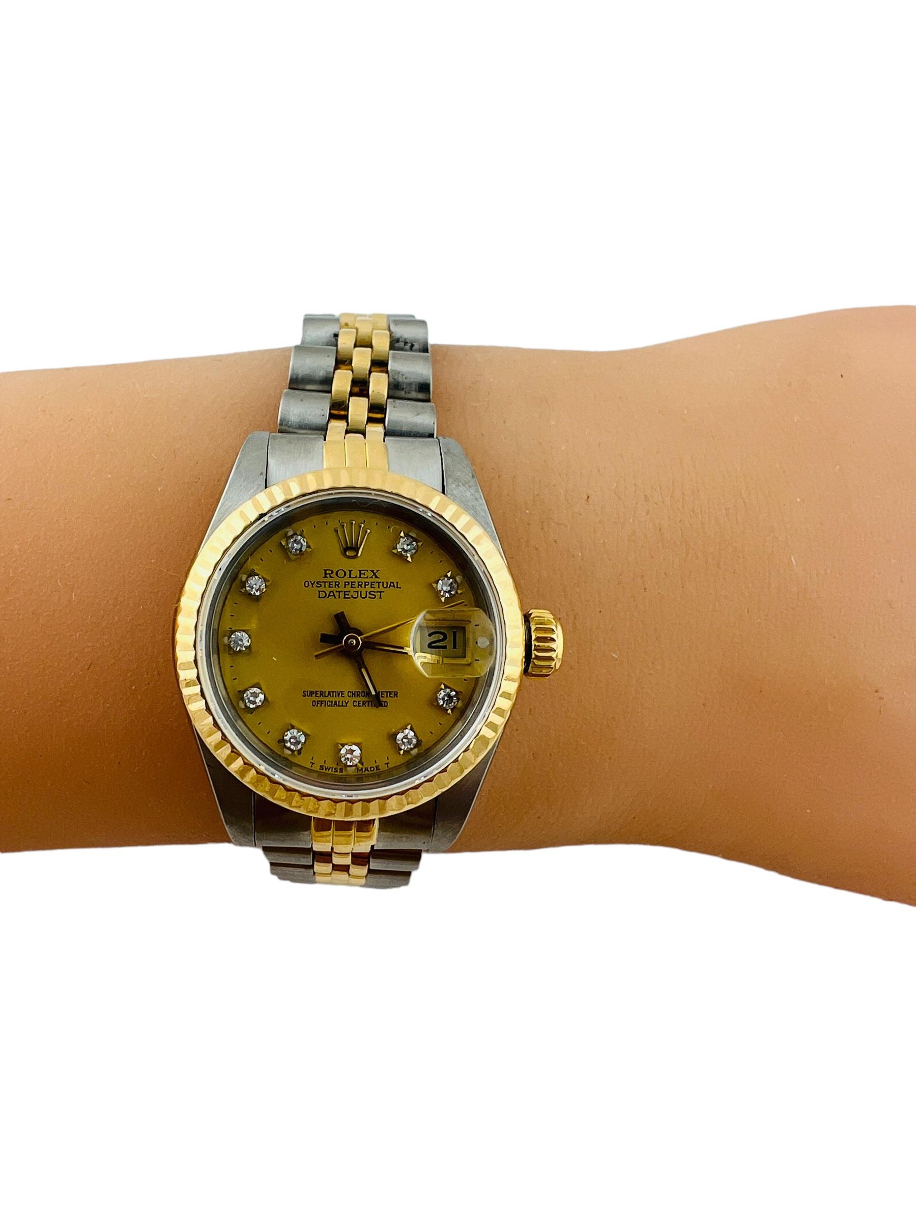 1986 Rolex Ladies Two Tone Datejust Watch Champagne Diamond Dial 69173 3