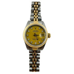 Used 1986 Rolex Ladies Two Tone Datejust Watch Champagne Diamond Dial 69173