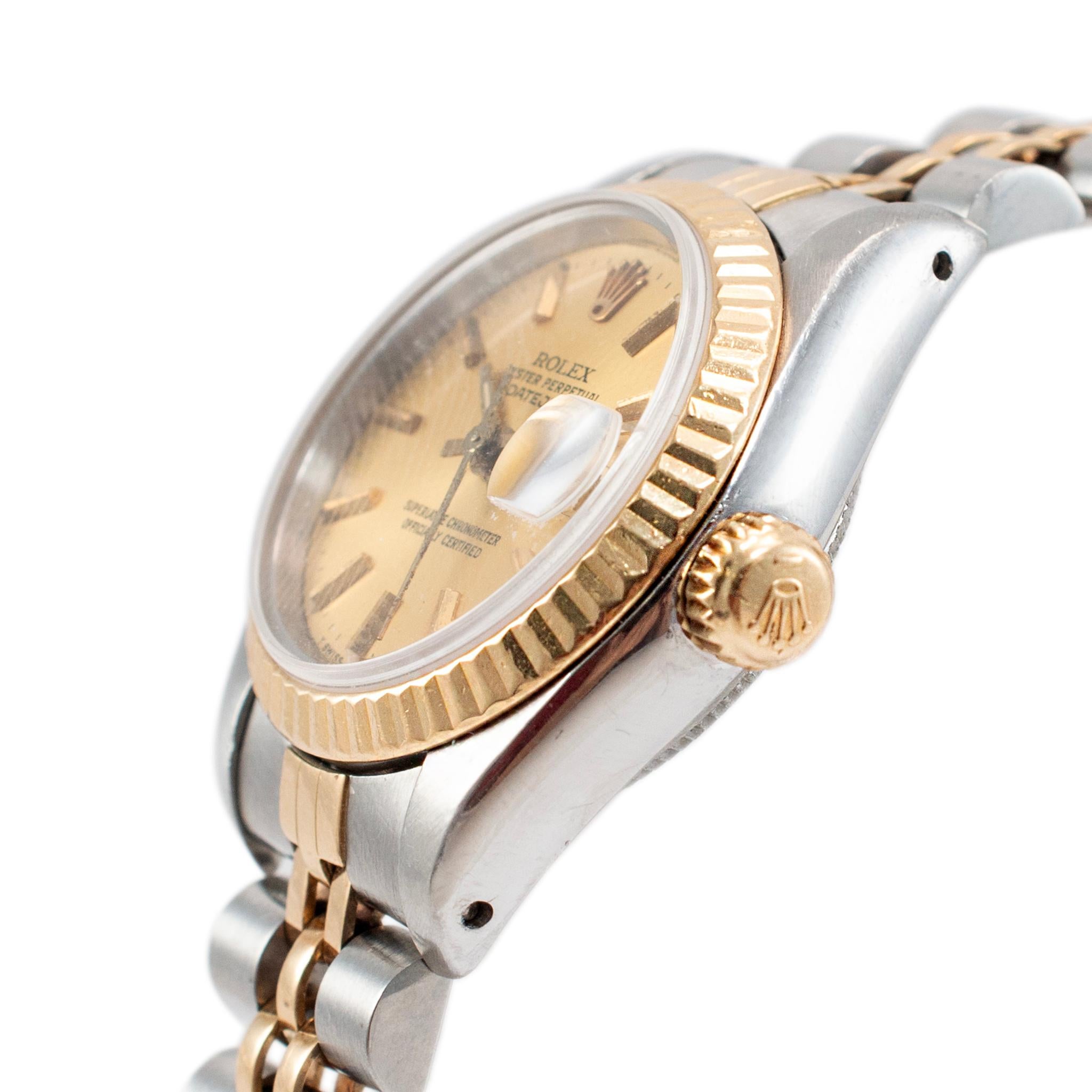 1986 Rolex Lady Datejust 26MM 69173 18K Gelbgold & Edelstahl Uhr im Zustand „Hervorragend“ in Houston, TX