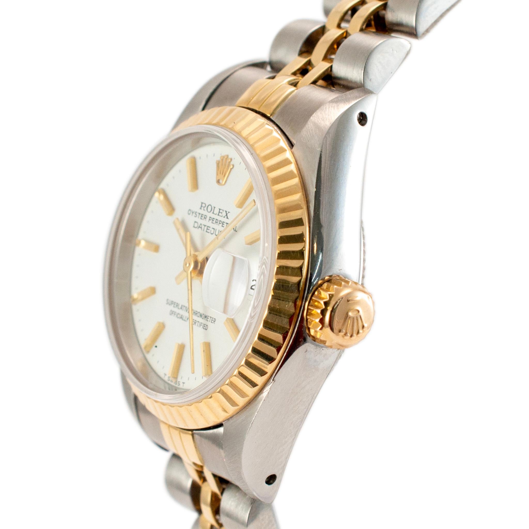 1986 Rolex Lady Datejust 26MM 69173 Jubilee Yellow Gold & Stainless Steel Watch In Excellent Condition In Houston, TX