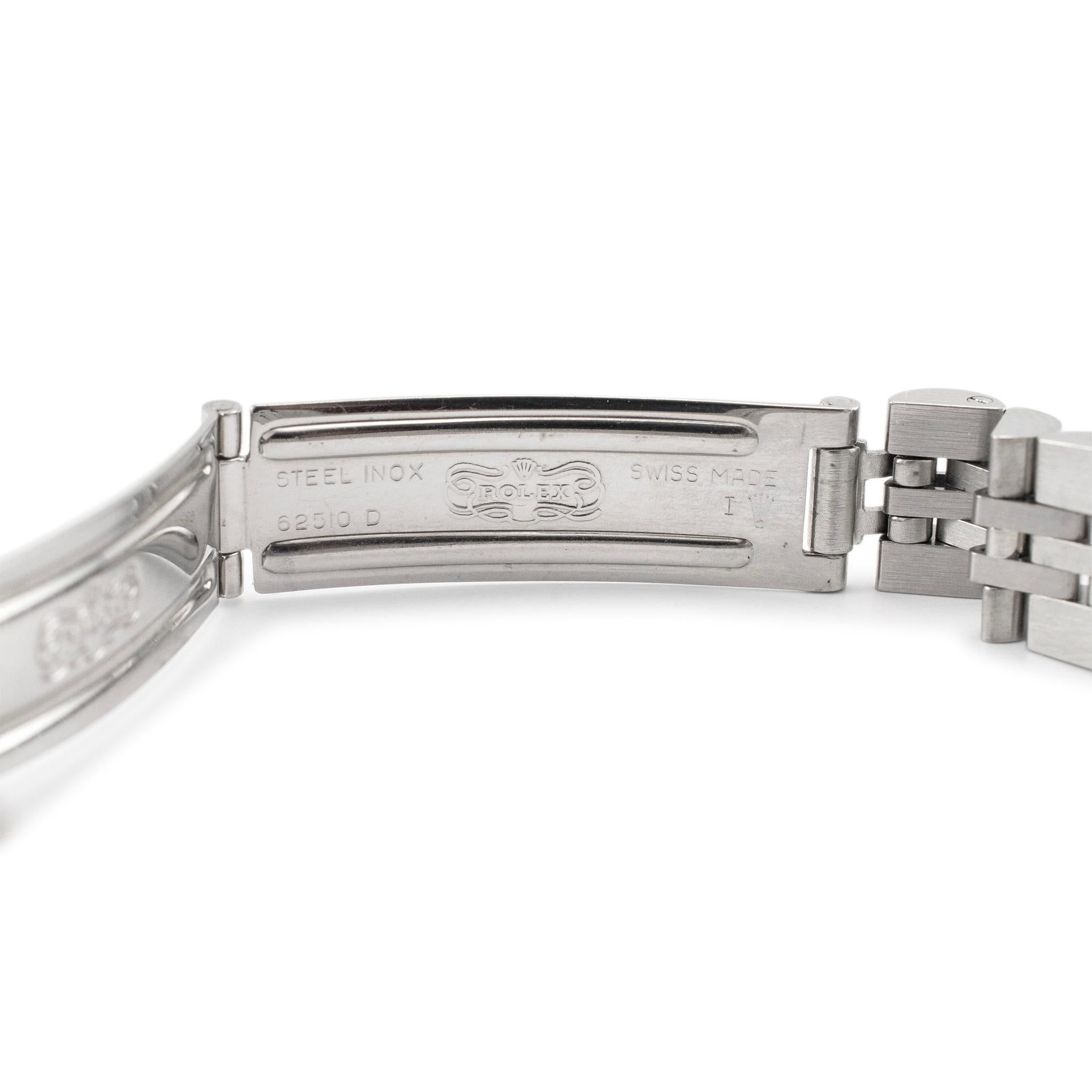 1986 Rolex Lady Datejust 26MM 69174 White Dial Jubilee Stainless Steel Watch In Excellent Condition In Houston, TX
