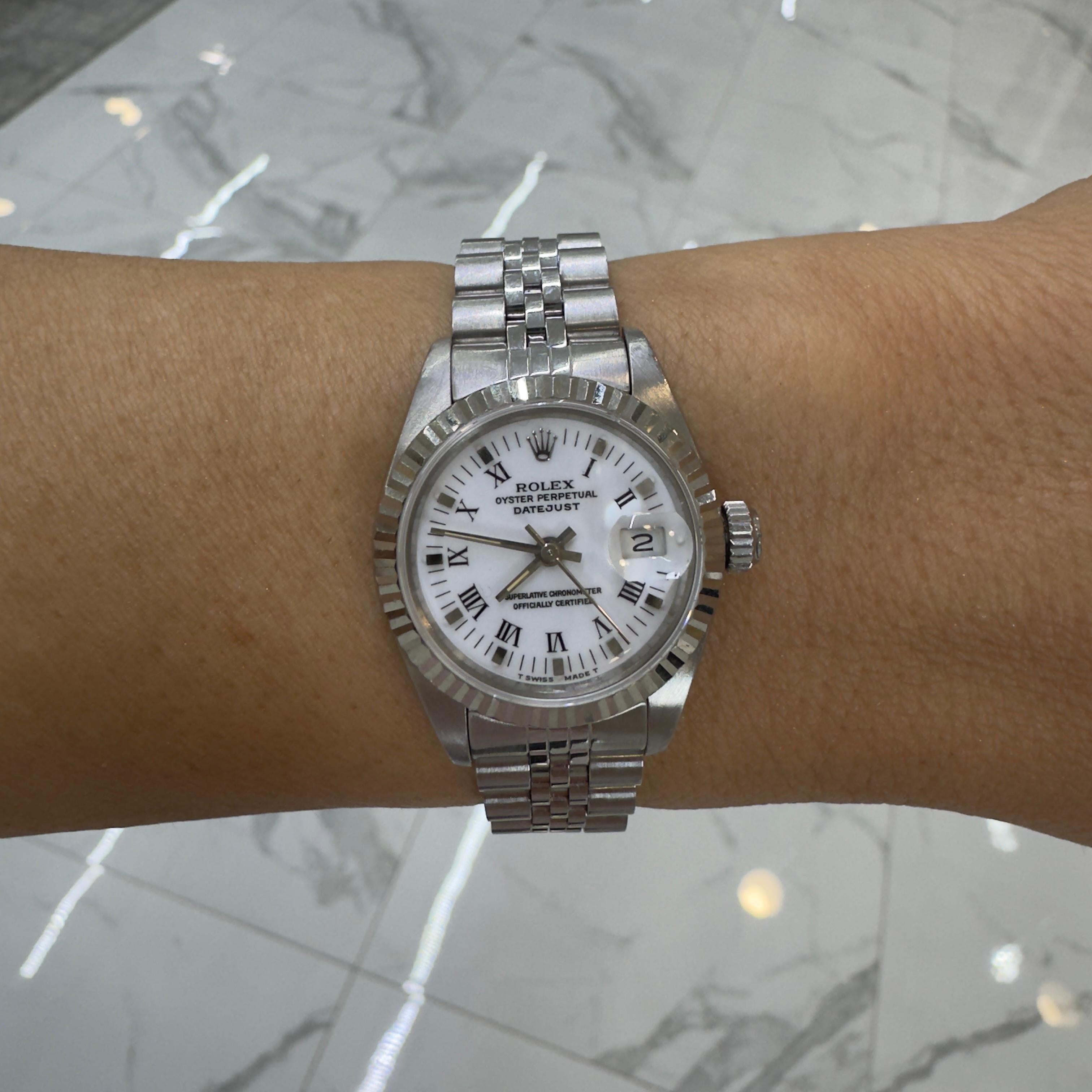 1986 Rolex Lady Datejust 26MM 69174 White Dial Jubilee Stainless Steel Watch 2
