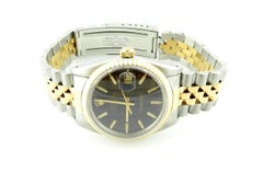 1986 Rolex Men's 15053 Two Tone Watch Black Stick Dial Box and Papers