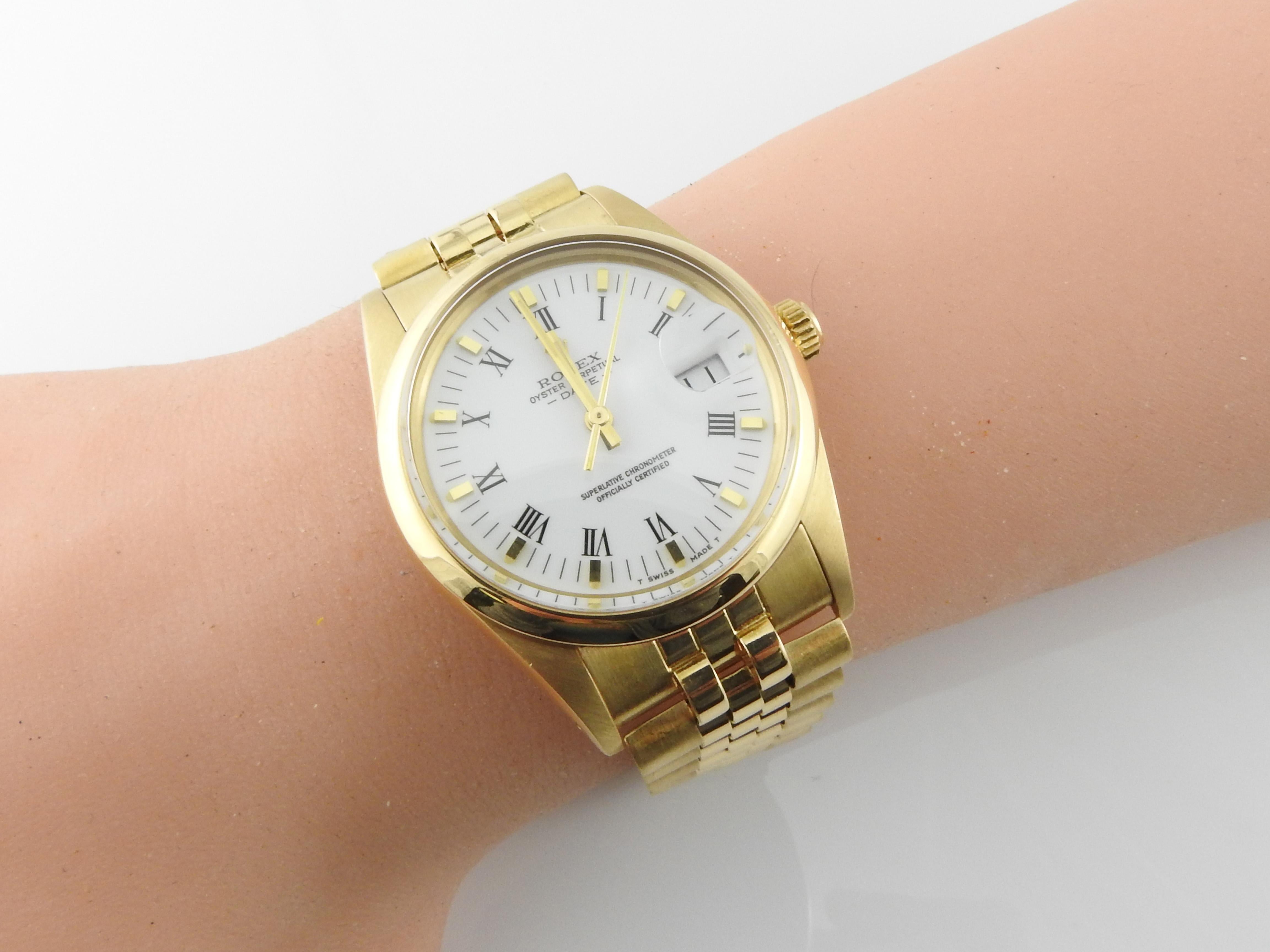 1986 Rolex Men's Presidential 18 Karat Yellow Gold White Roman Dial Watch 3