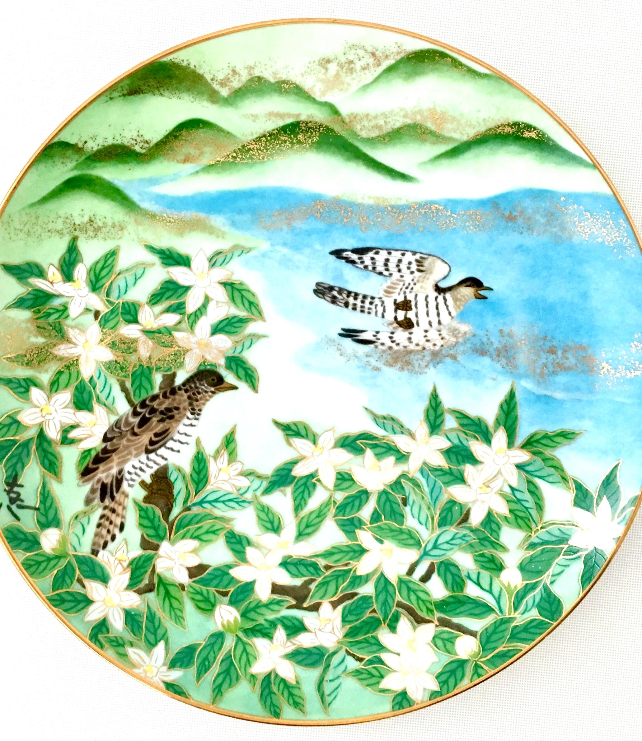 Enamel 1986 Japanese Limited Edition Hand-Painted Porcelain Plates Set Of 4 For Sale