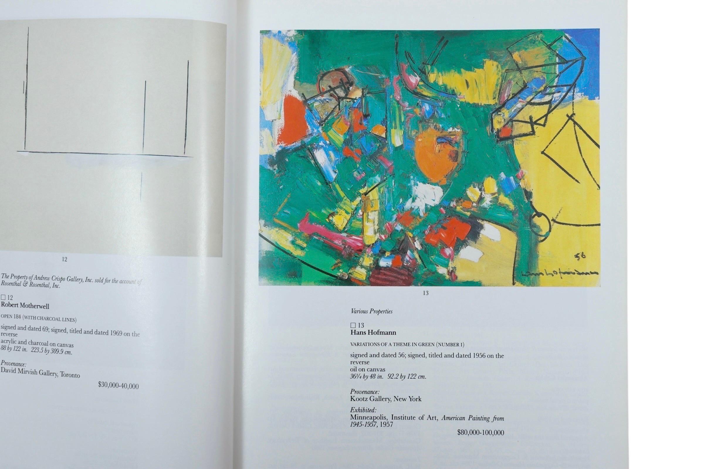 American 1986 Sotheby's New York Contemporary Art Auction Catalog For Sale