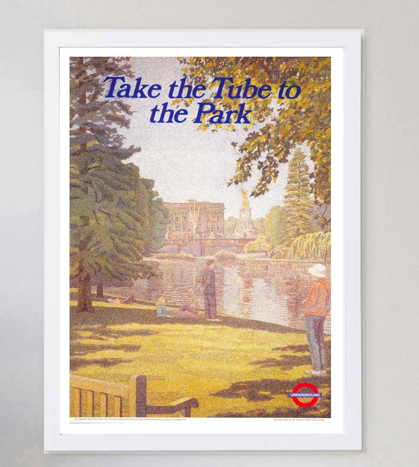 TFL - Take the Tube to the Park - Affiche vintage d'origine, 1986 Bon état - En vente à Winchester, GB