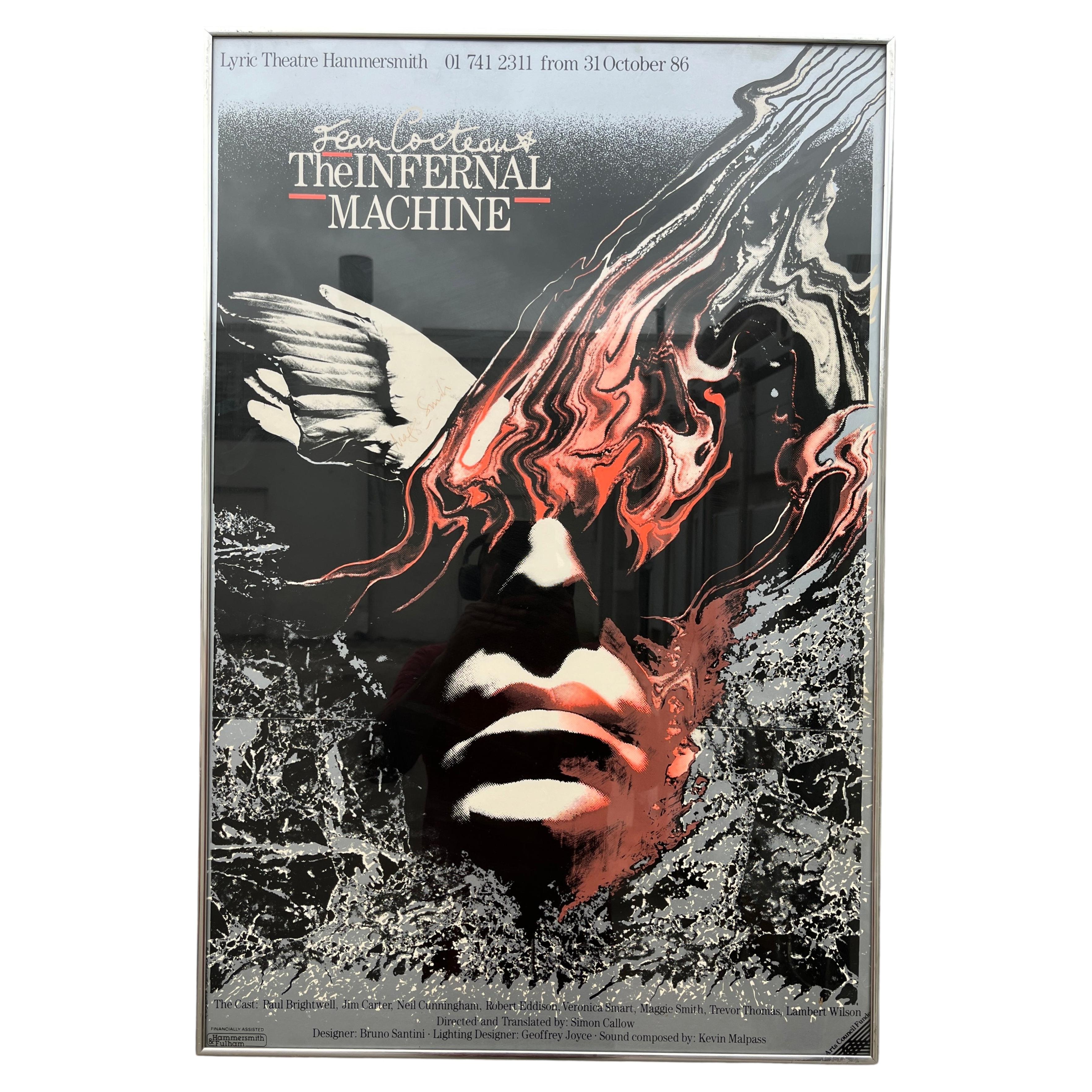 1986 "The Infernal Machine" - Locandina promozionale originale autografata da Maggie Smith in vendita