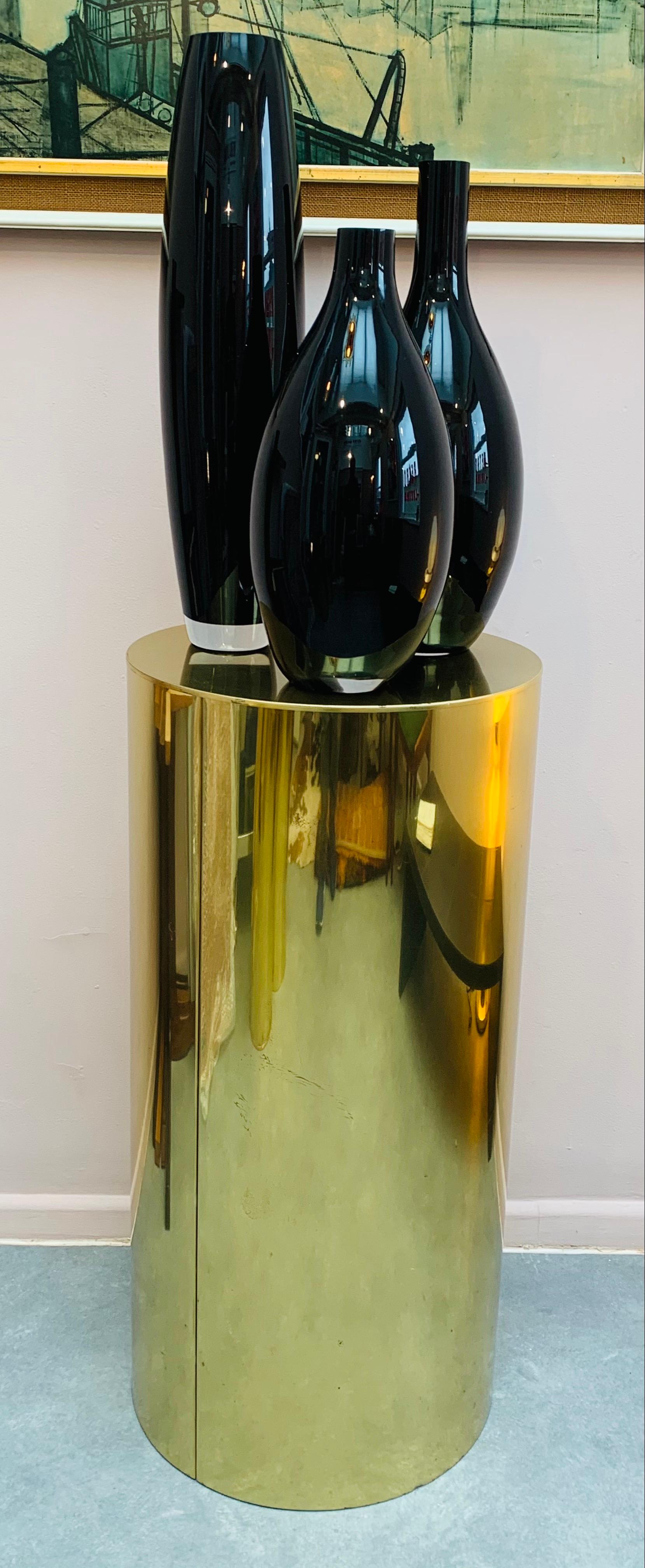 1986 Three Brass Cylindrical Display Pedestals by Curtis Jere for Artisan House 6