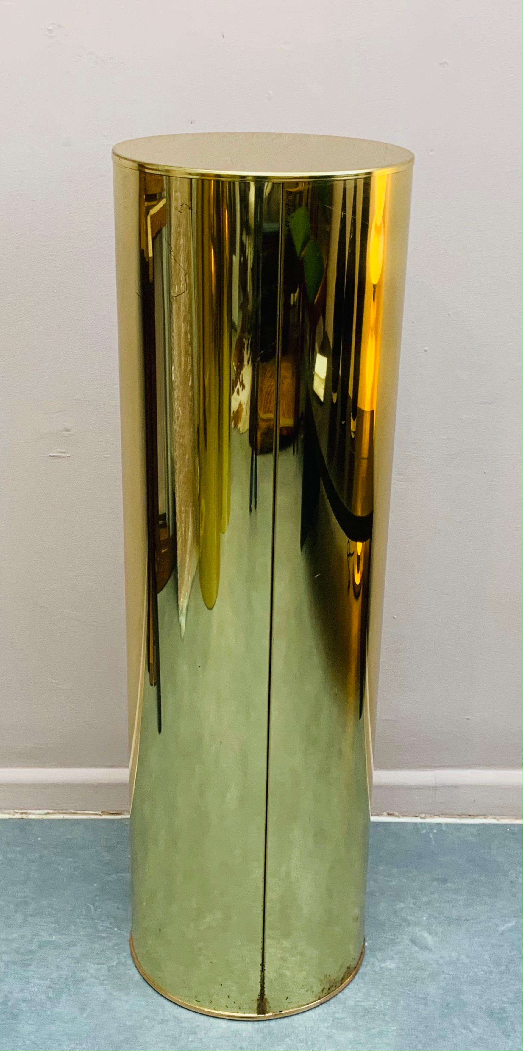 1986 Three Brass Cylindrical Display Pedestals by Curtis Jere for Artisan House 8