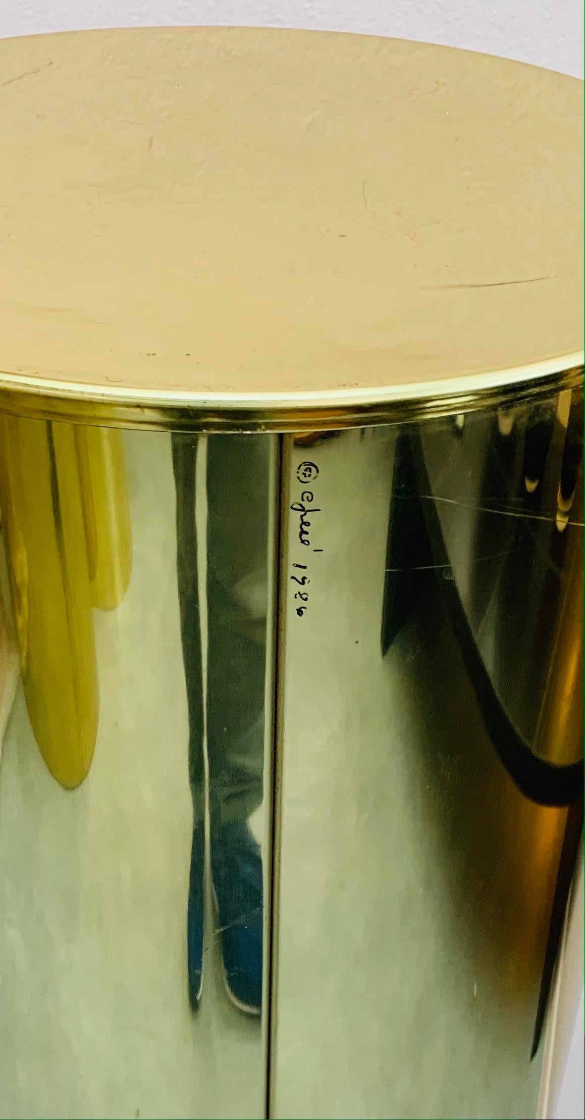 1986 Three Brass Cylindrical Display Pedestals by Curtis Jere for Artisan House 12