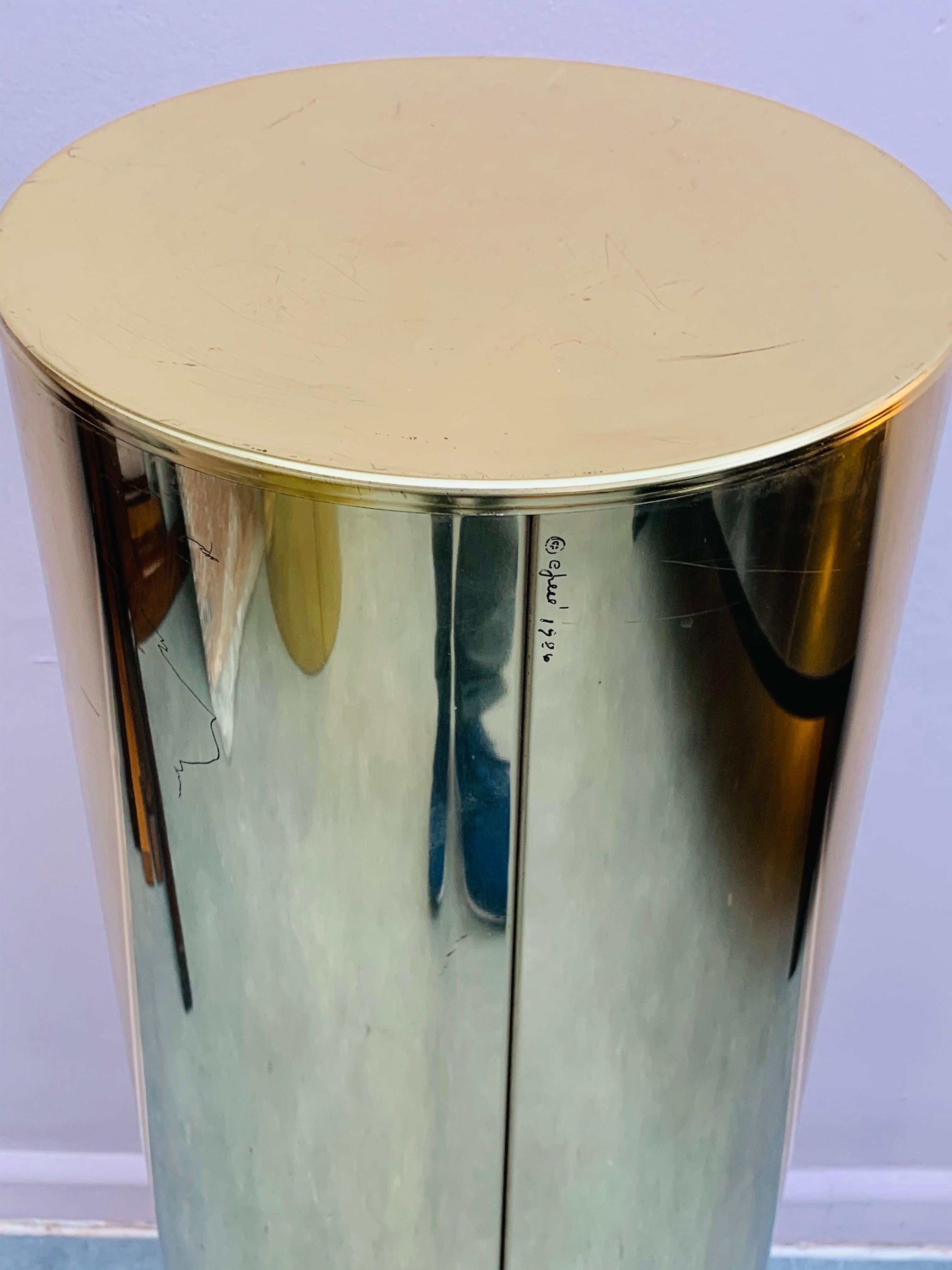 1986 Three Brass Cylindrical Display Pedestals by Curtis Jere for Artisan House 13